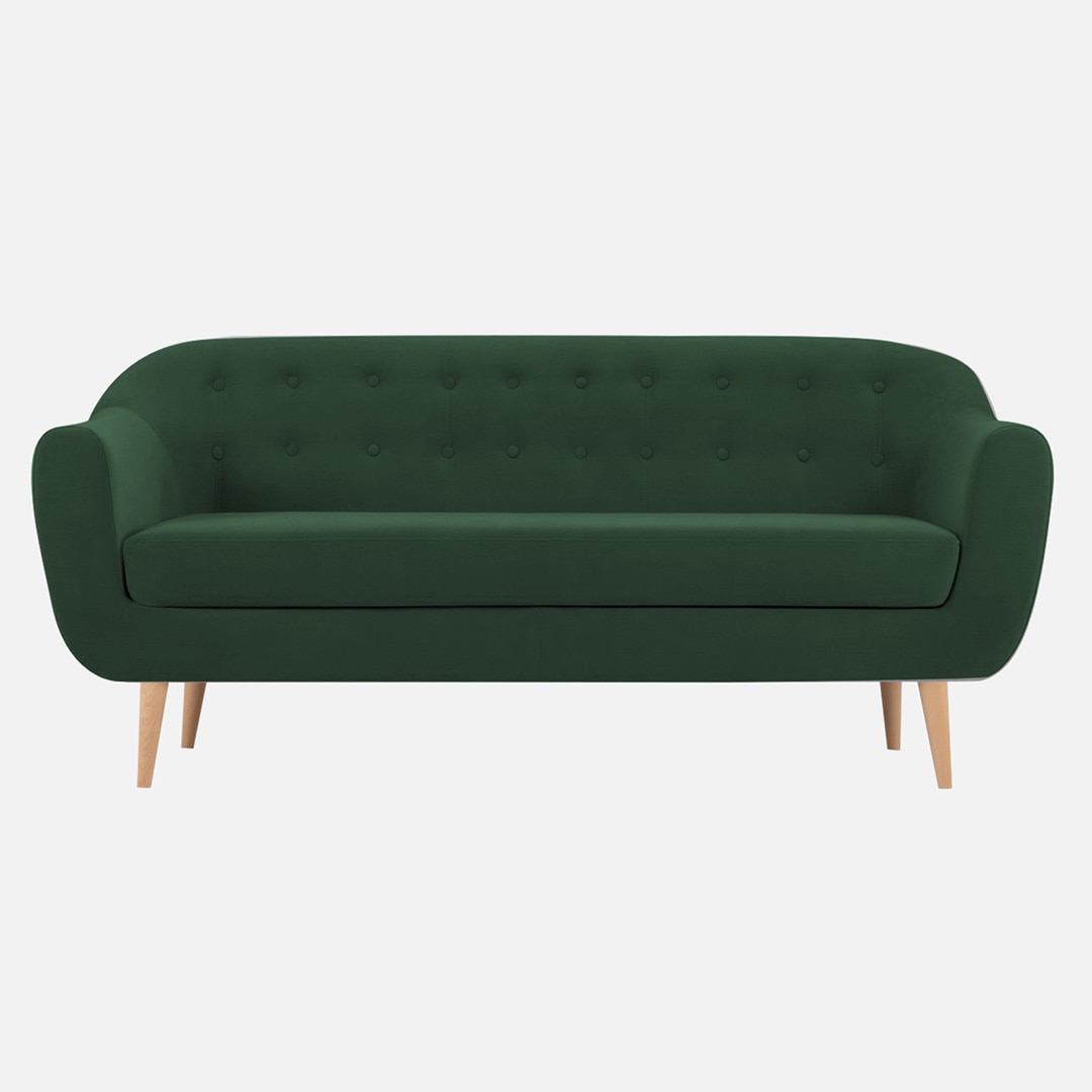 Colam Velvet 3 Seater Sofa in Green Colour