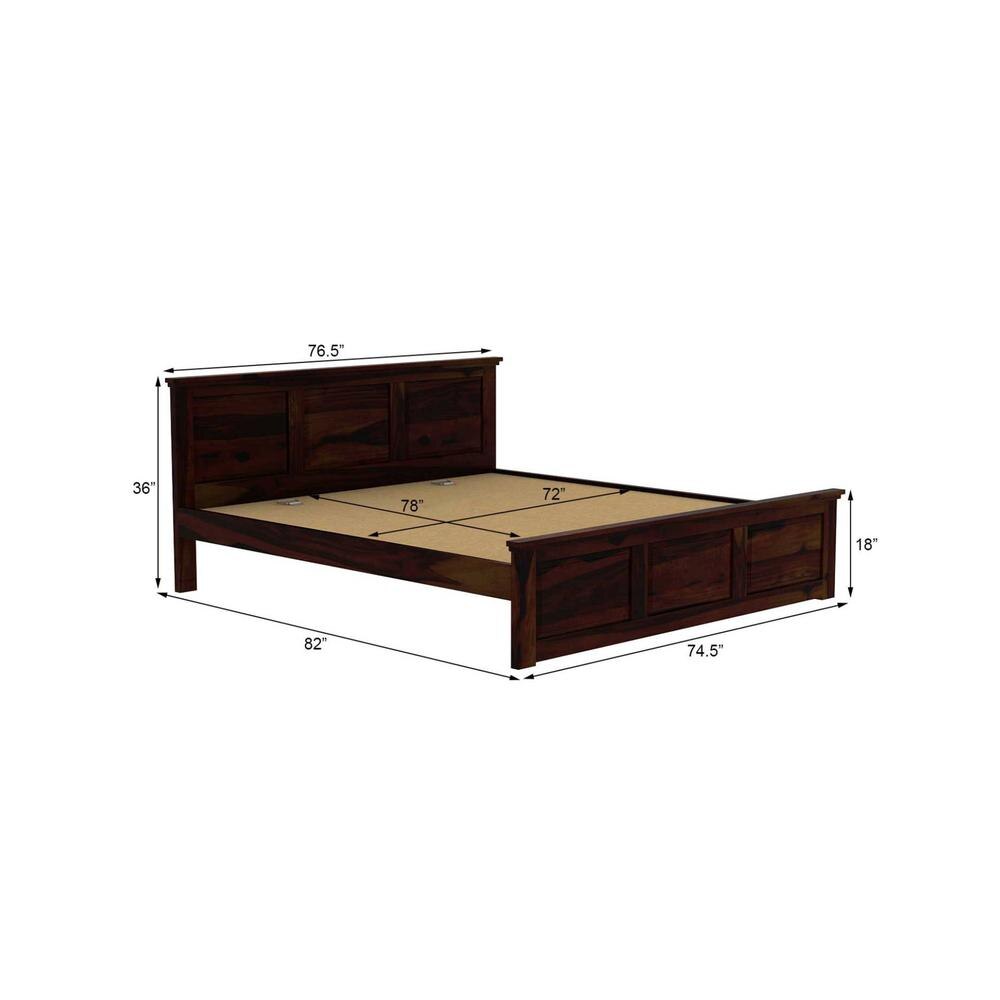 Stainfleld Sheesham Wood King Size Bed Non Storage Bed Walnut Finish (72 x 78 inches)