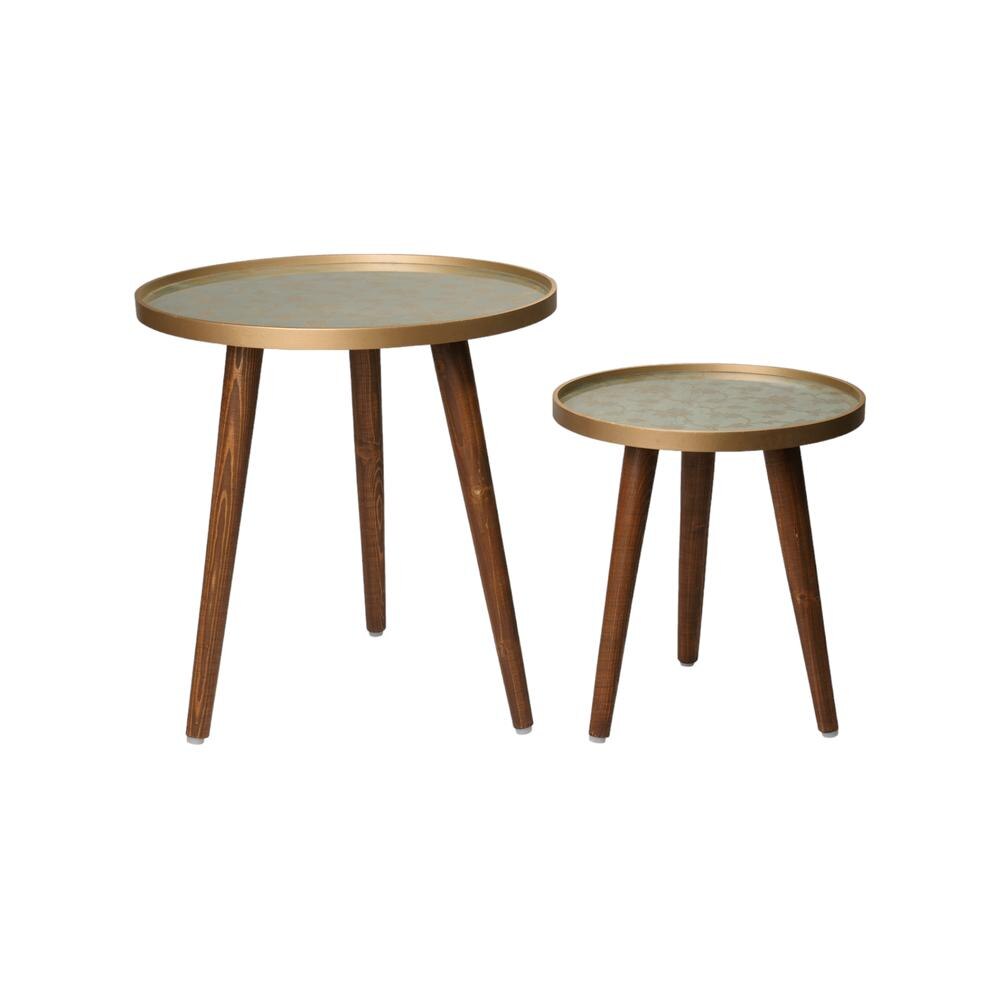 Soundarya Round Nesting Tables with Wooden Legs, Side Tables, Wooden Tables, Living Room Decor by A Tiny Mistake