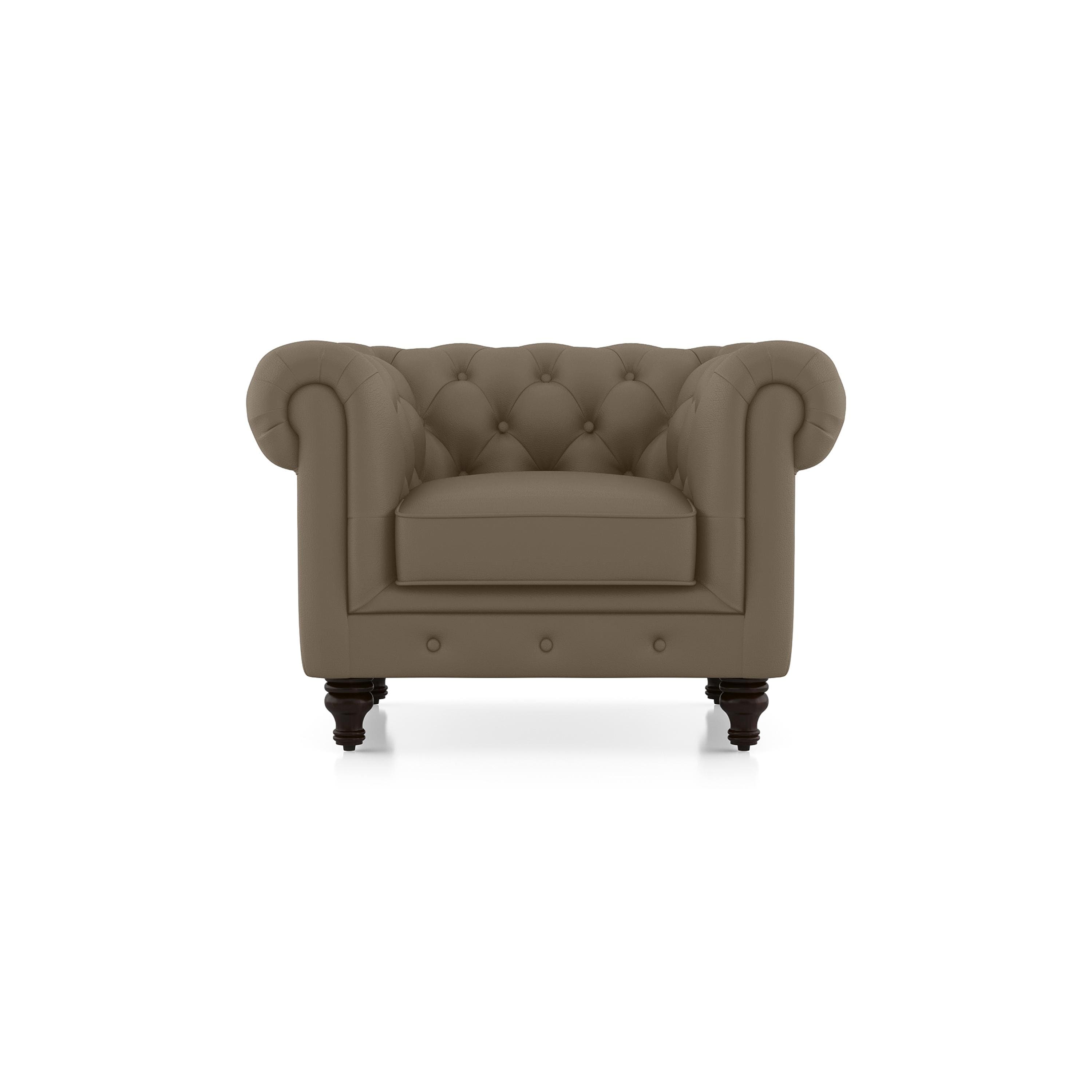 Winchester 1 Seater Premium Italian Leather Sofa In Dark Truffle