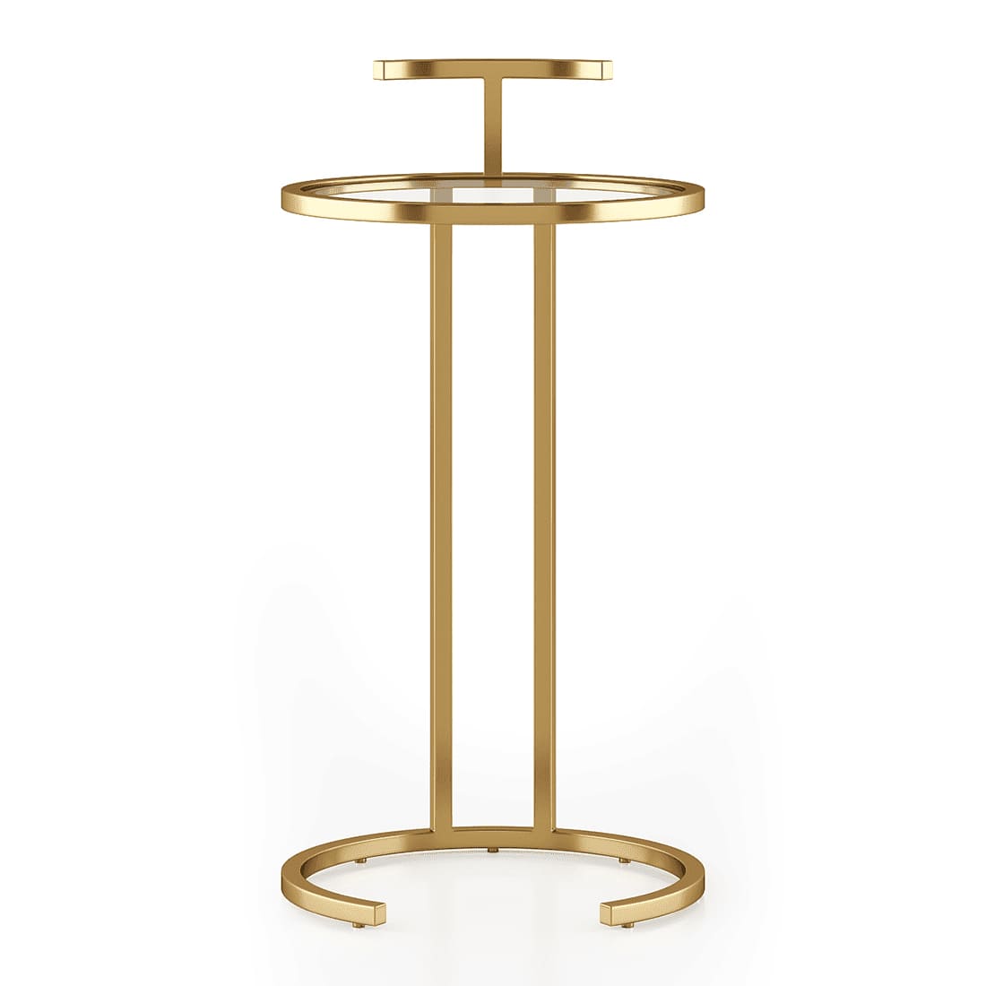 Zion Round Glass and Metal Drink Side Table in Gold finish
