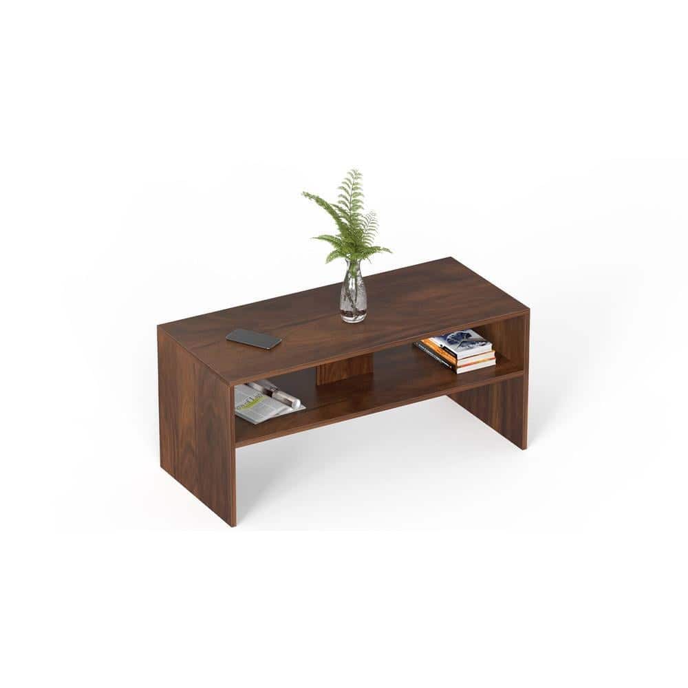 Oliver Engineered Wood Coffee Center Sofa Tea/Teapoy Console Table With Storage (Brown Maple)