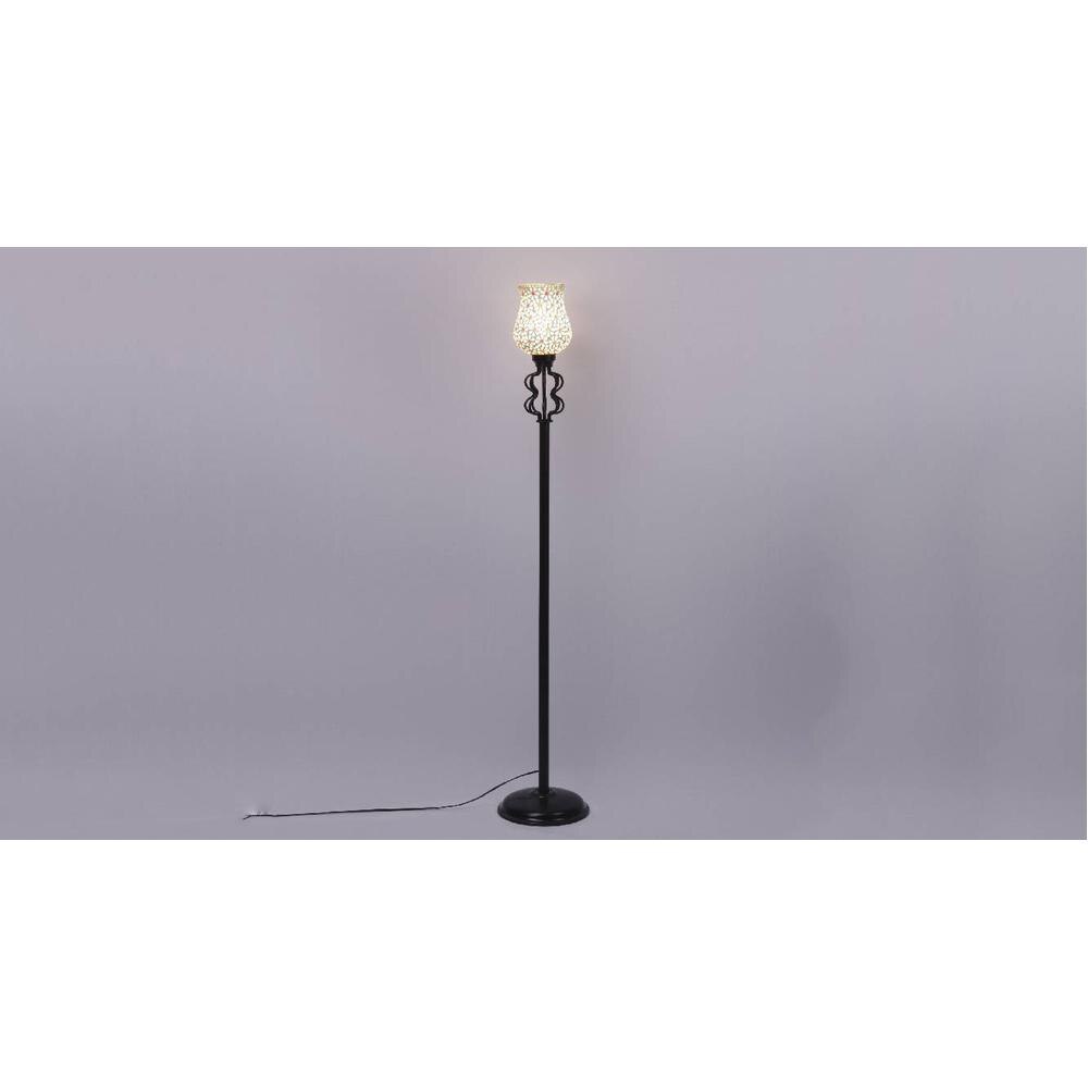 Dashine Multicolour Glass Floor Lamp with Black Iron Base
