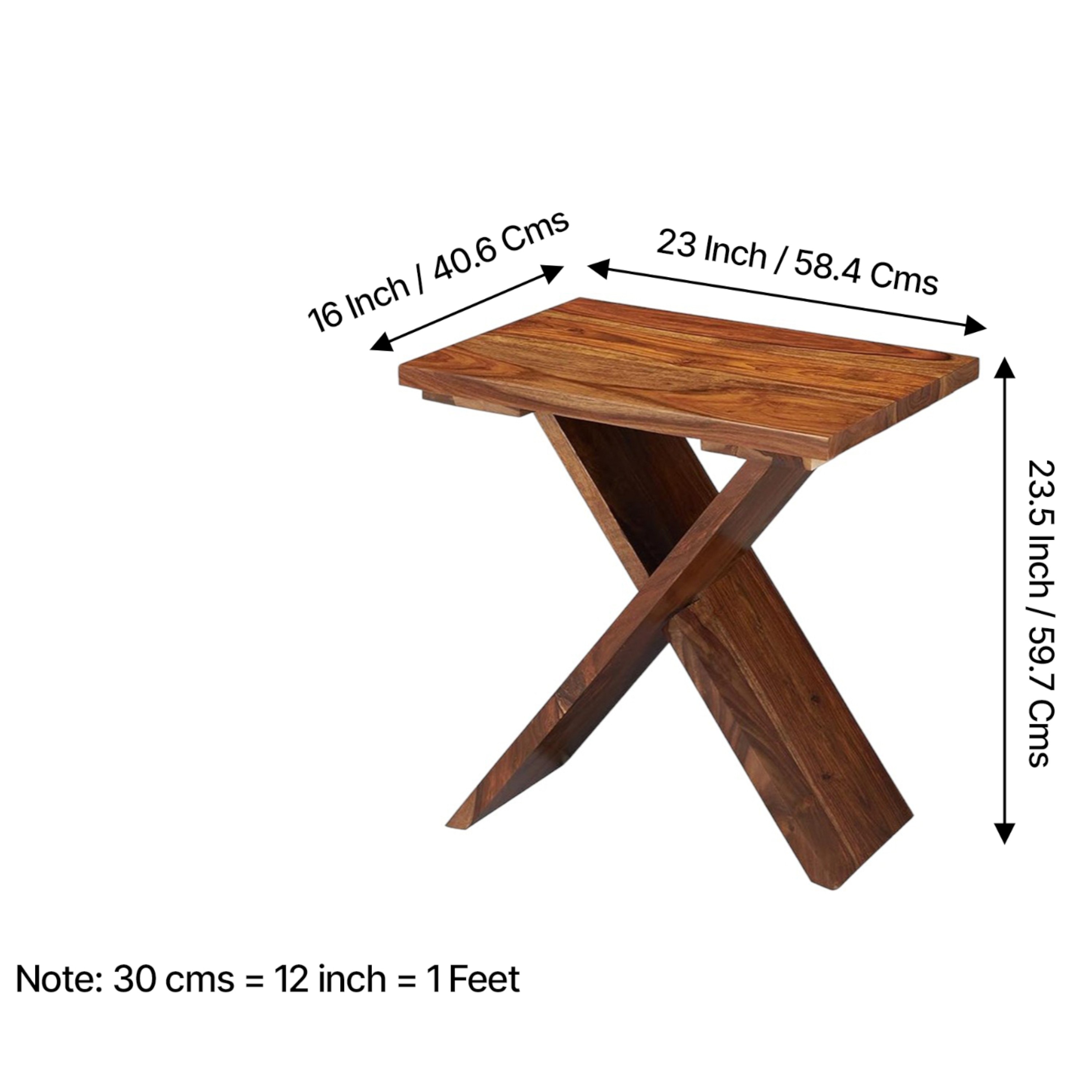 Darcy Sheesham Wood Contemporary Rectangle Set Of 2 Tea Table  Side Tables In Natural Teak Finish