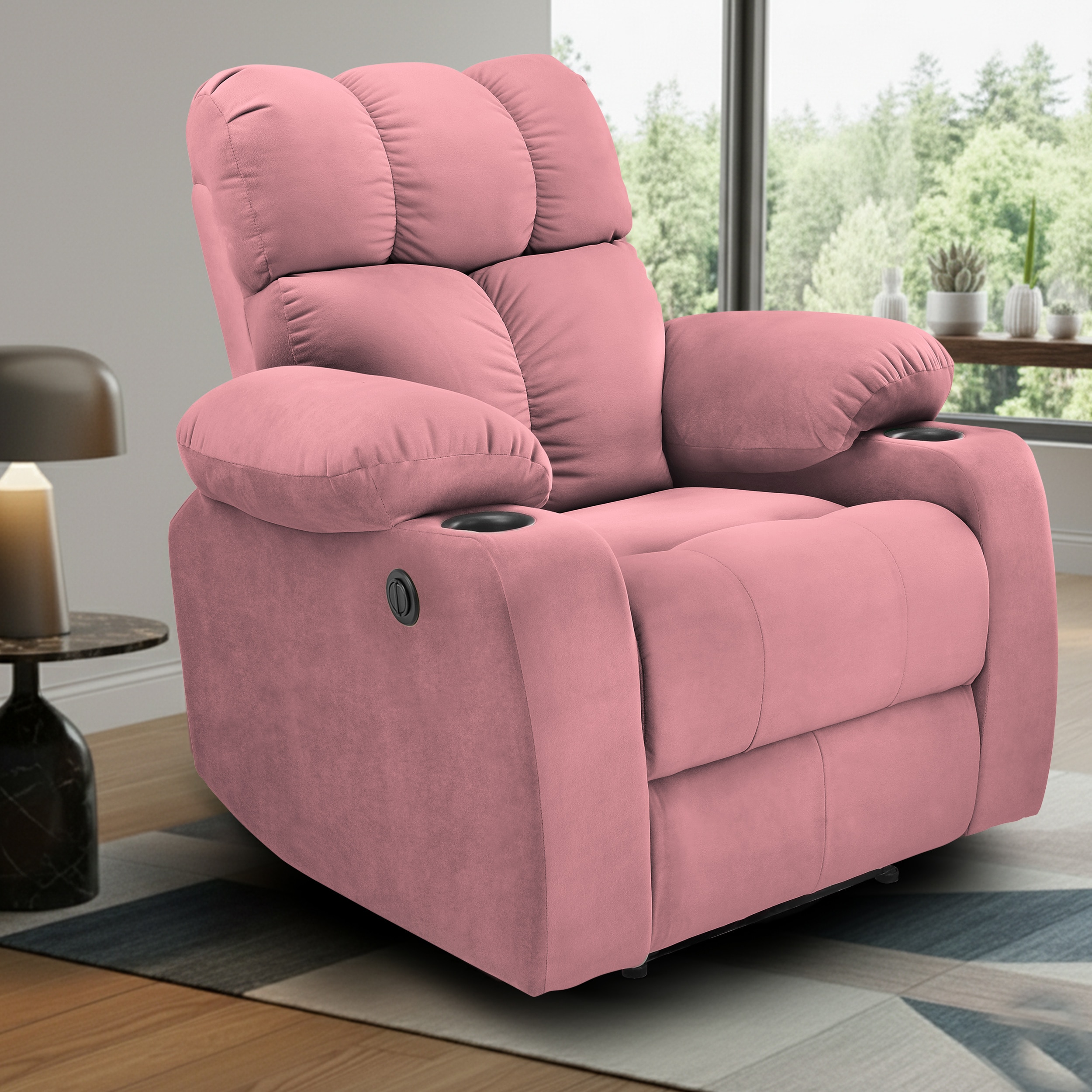 Helios Fabric One Seater Motorised Recliner in Dusty Mauve Colour