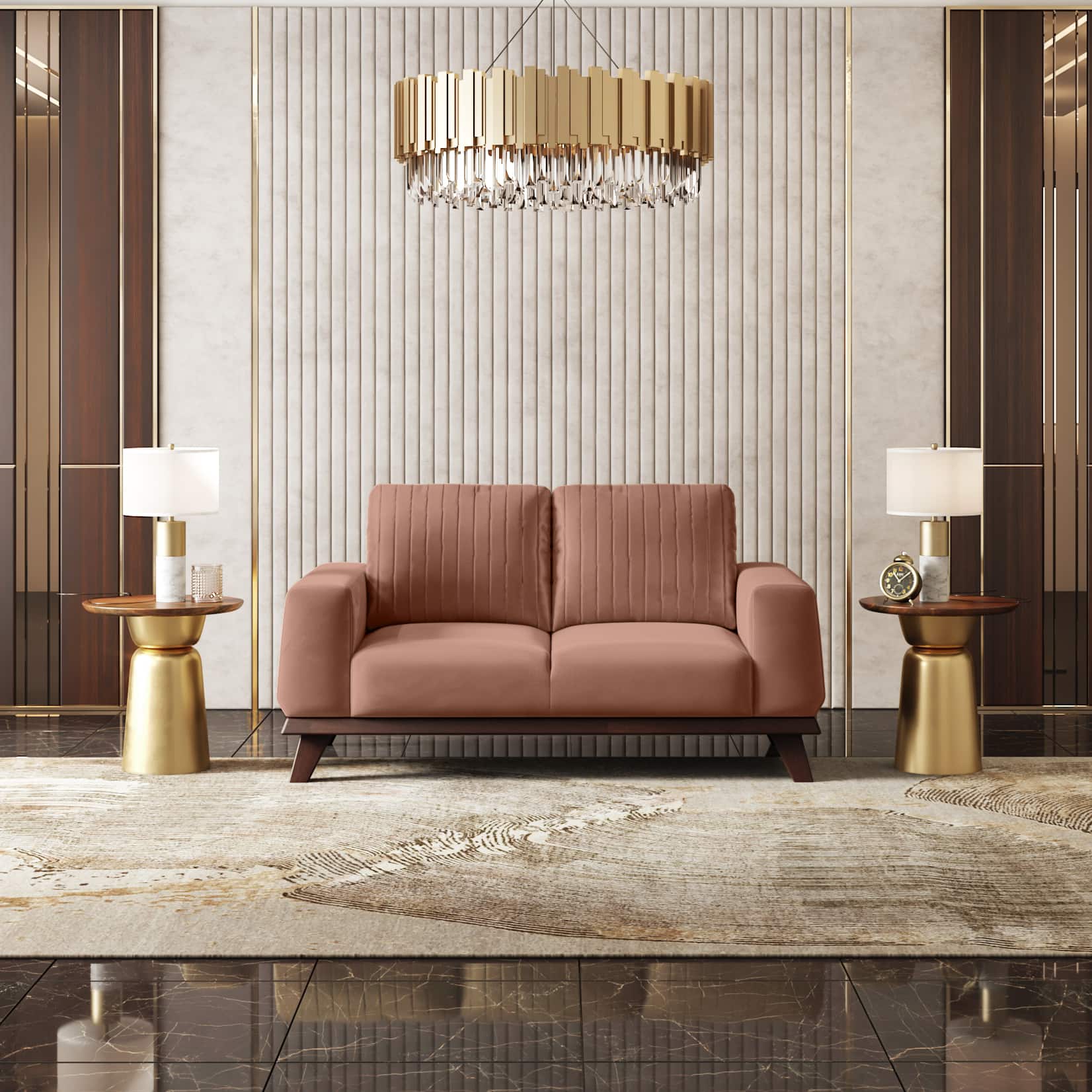 Granada Premium 2 Seater Fabric Sofa in Mocha Mouse Velvet Colour
