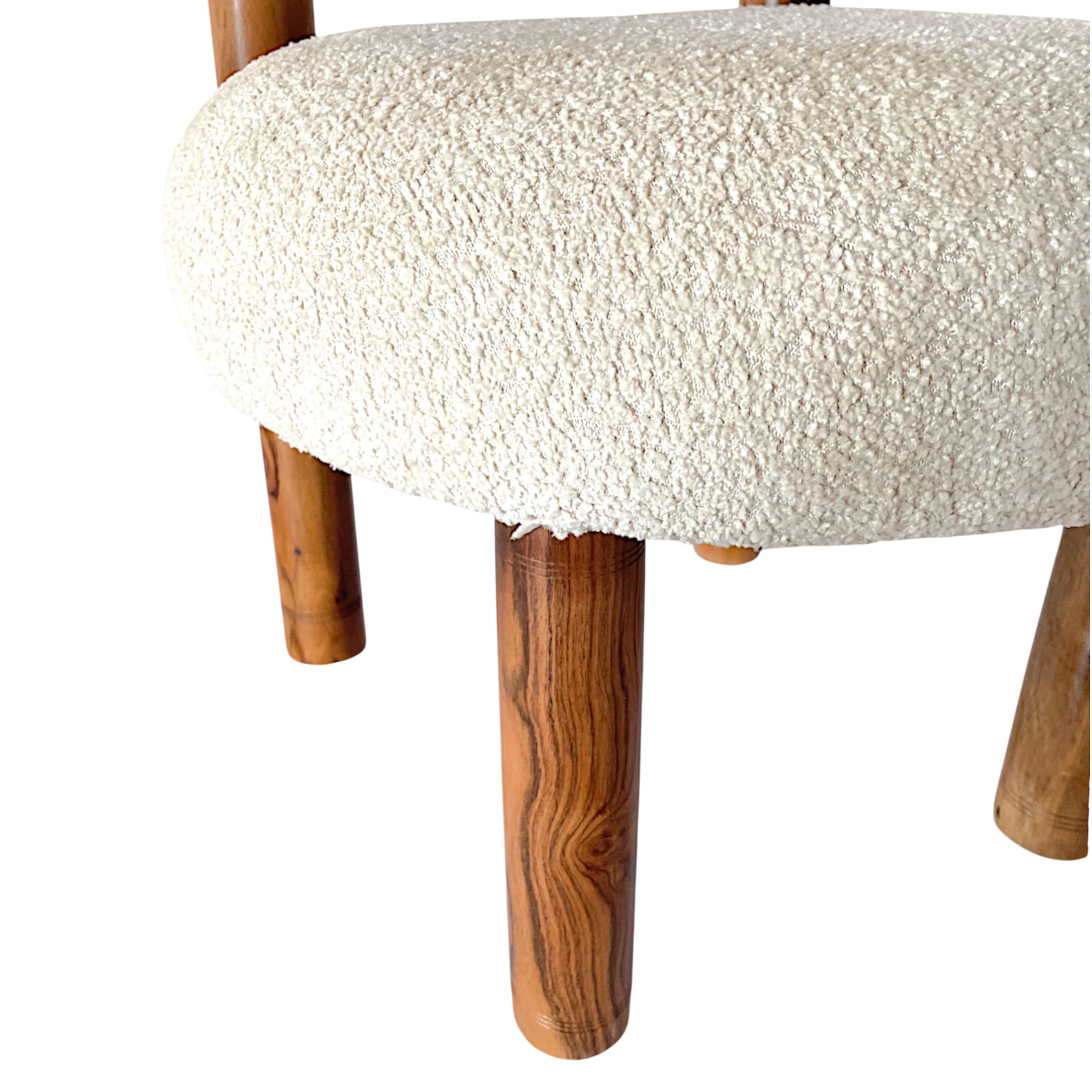 Westfield Sheesham Wood Mid Century Lounge Chair in Off White