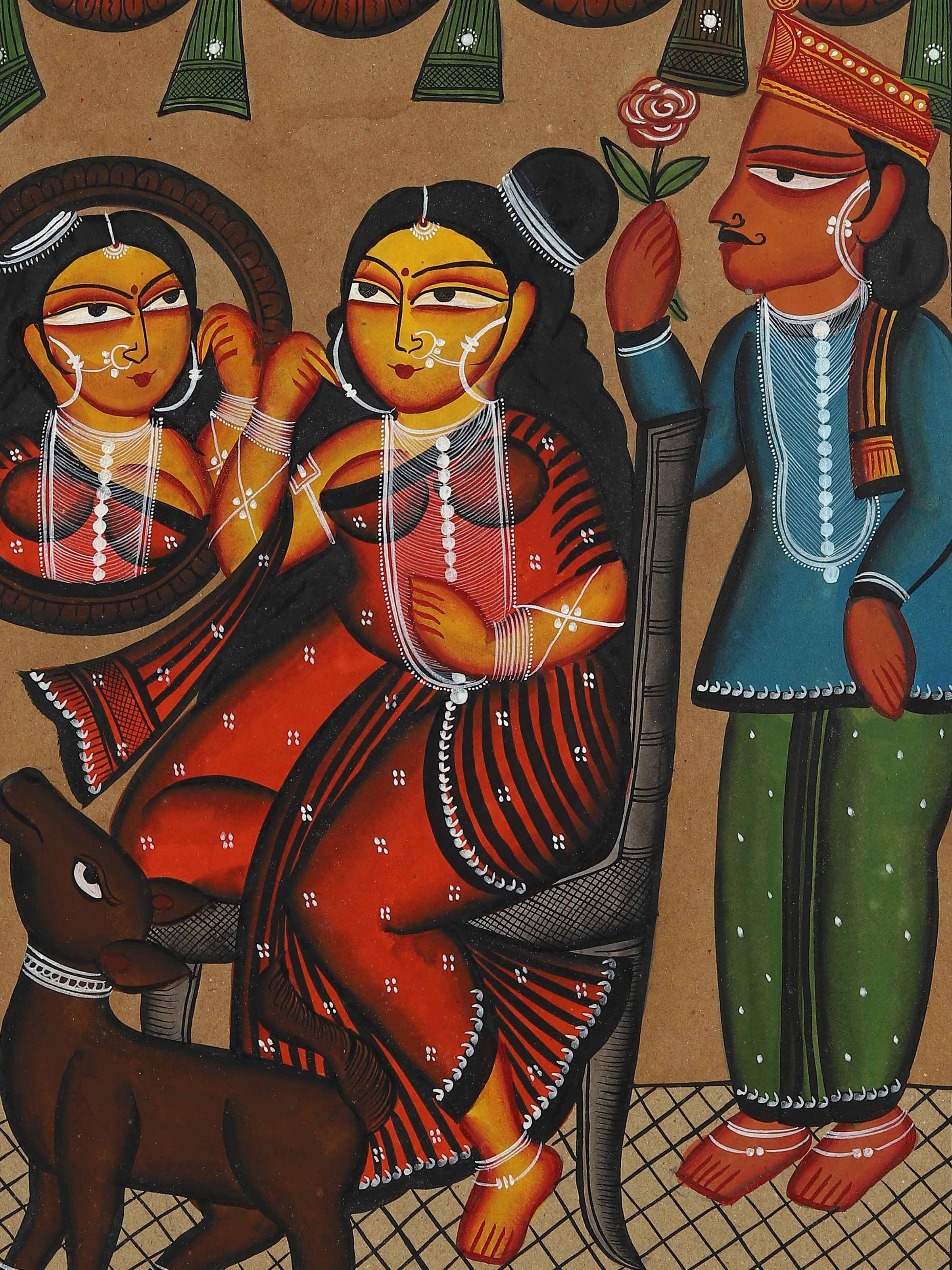 Detail shot of Babu Bibi Kalighat Painting