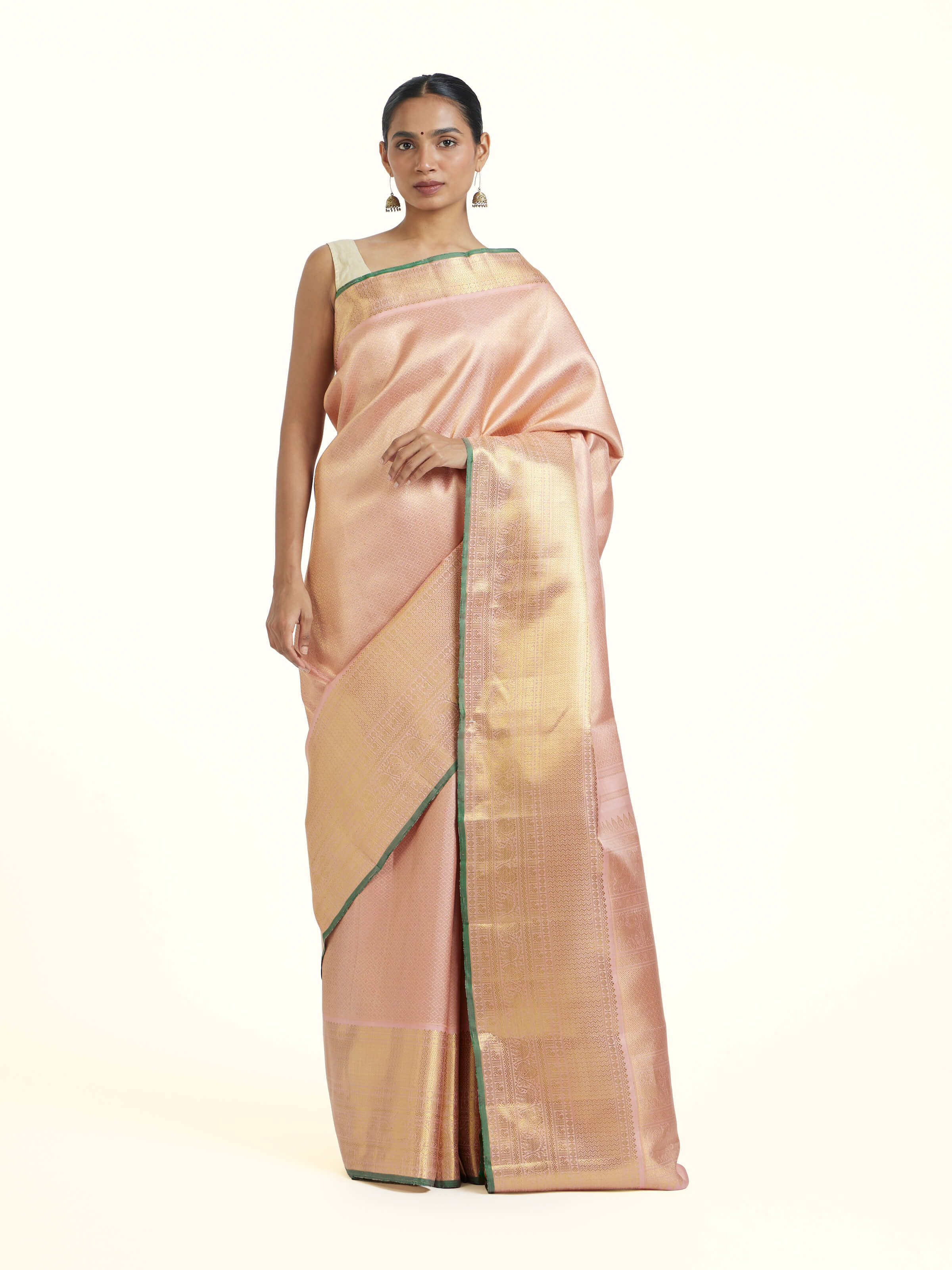 Light Pink Kancheepuram Silk Sari Zar Saree