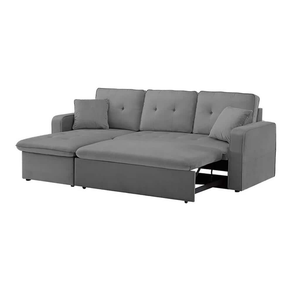 William Solid Wood Sofa cum Bed in Grey