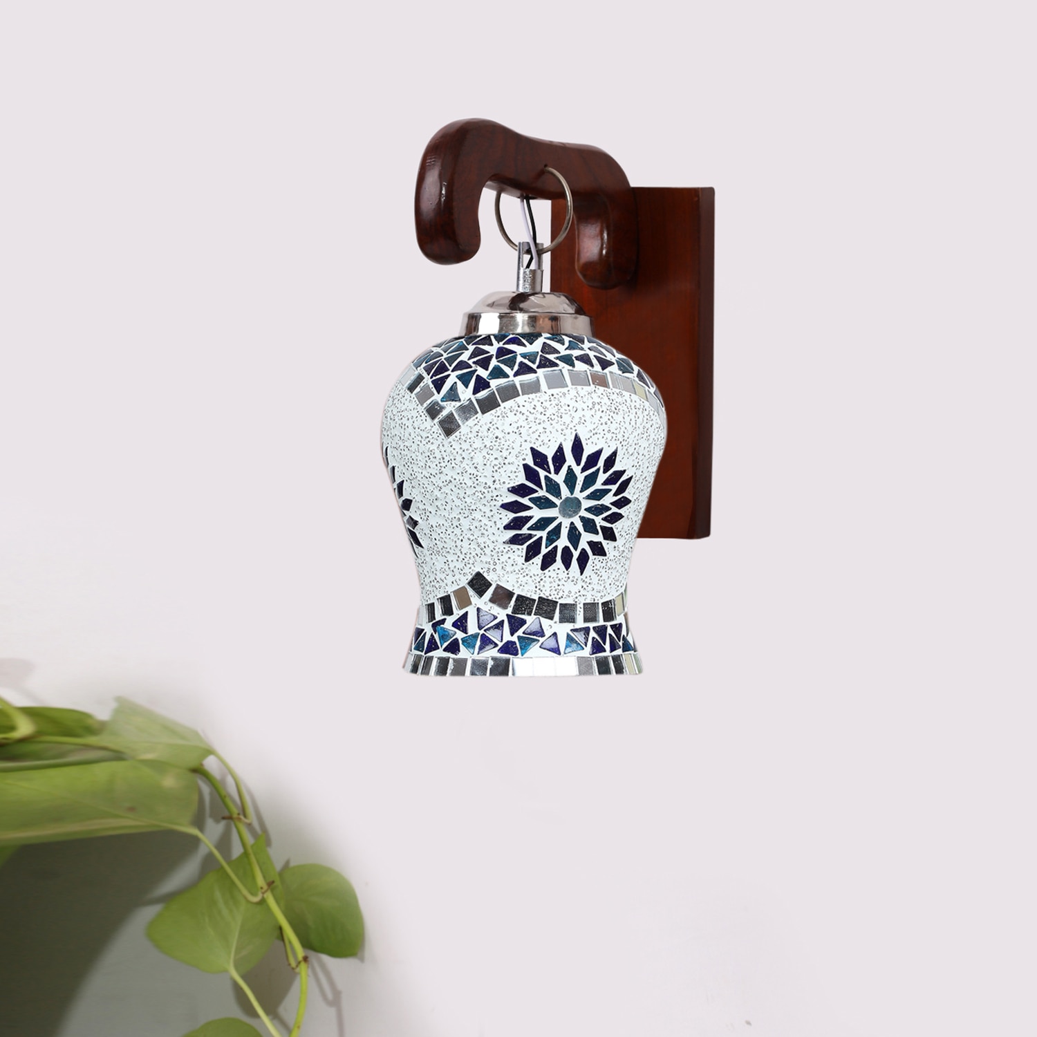 Devansh Solid Wood Electric Wall Light in Brown Colour with Multi Shade Count of 1 Light - Devansh