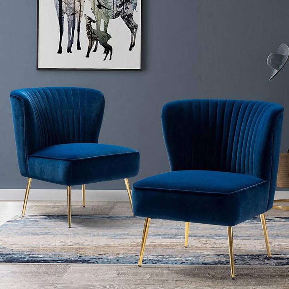 Crimson Fabric Accent Chair in Navy Blue Colour - Home Lifestylez