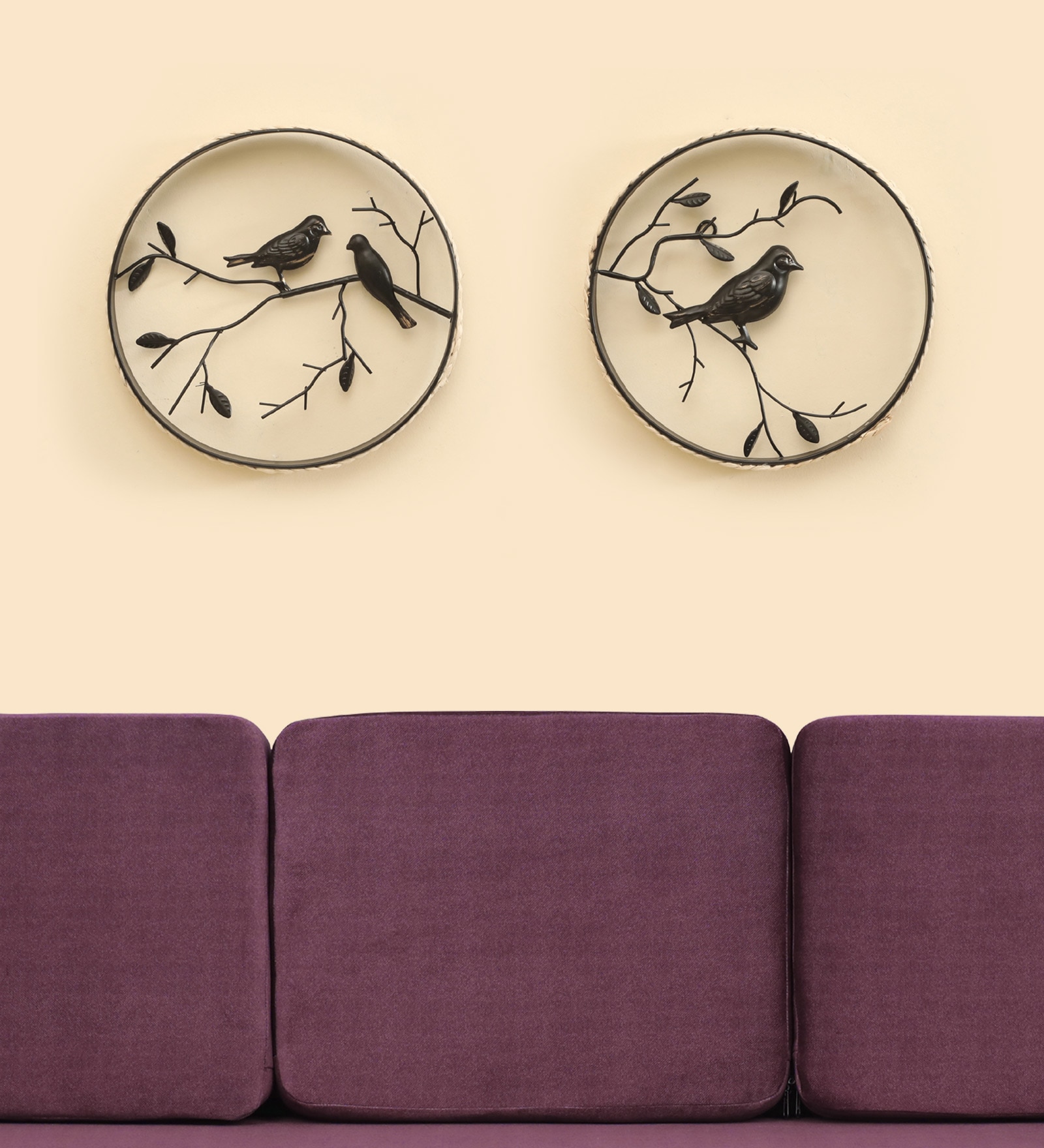 Bird Abstract Cane Wall Decor in Multicolor Set of 2