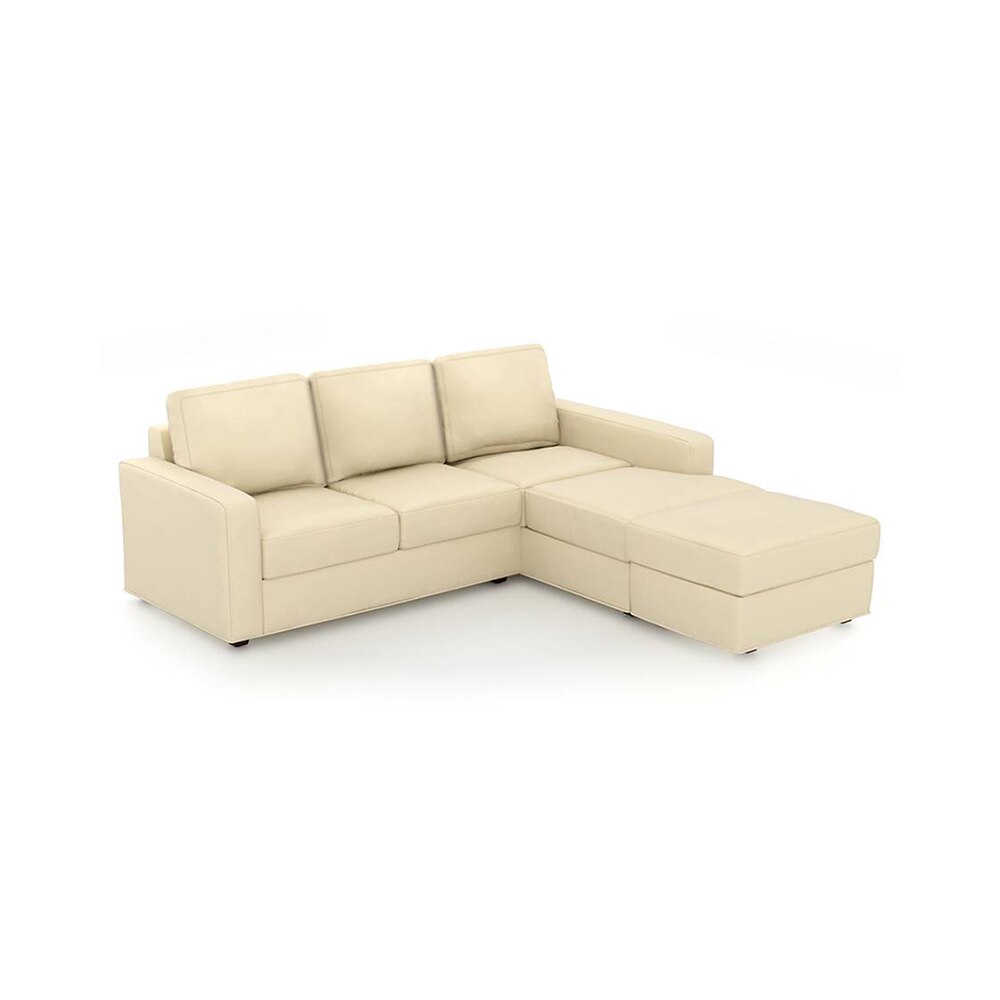 Apollo Sofa (Colour : Cream, Cushion : Soft, Seating Capacity : Right Aligned 2 Seater + Right Aligned Chaise + Ottoman)