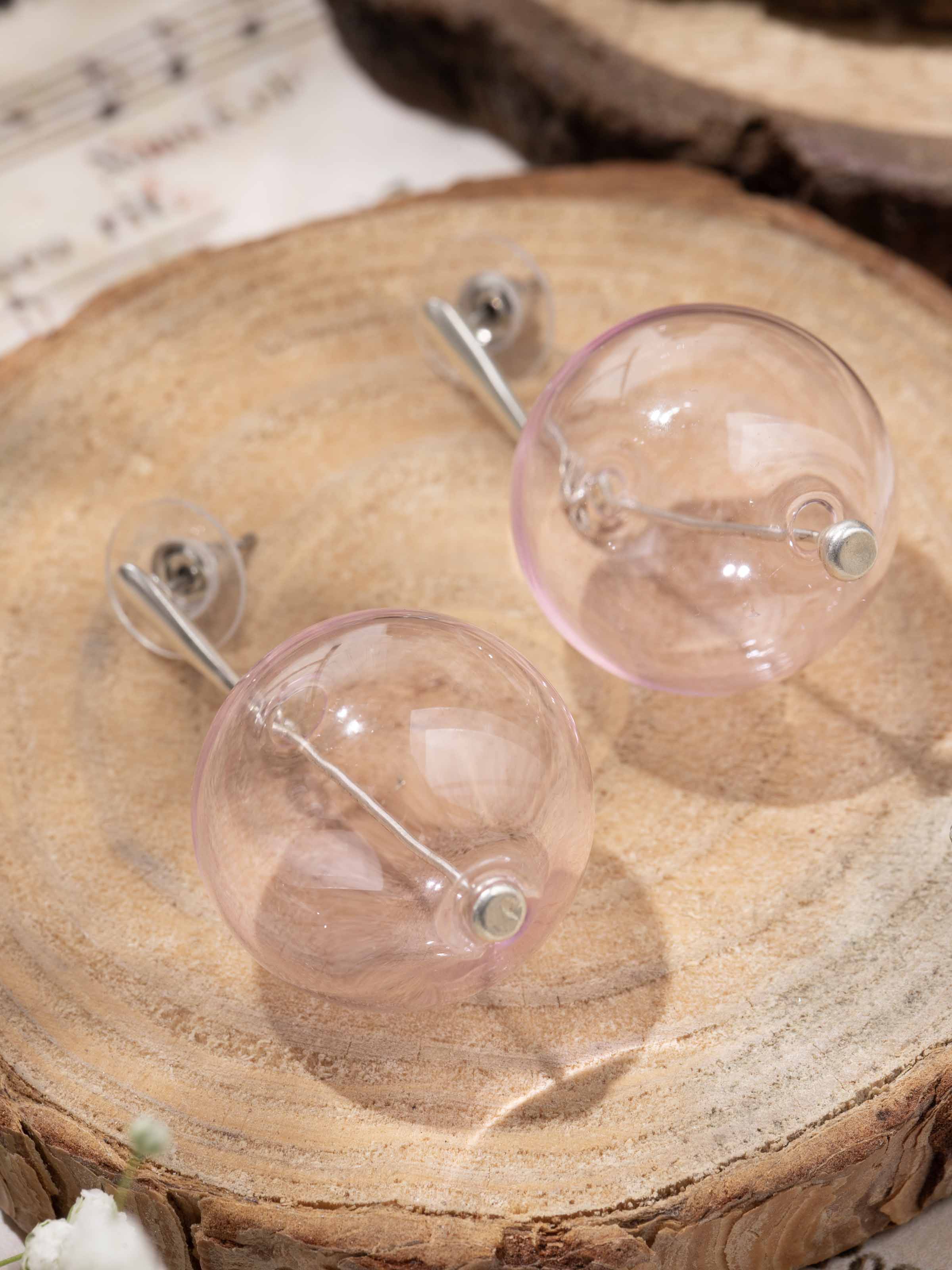 Silver Flame Glass Drop Earrings