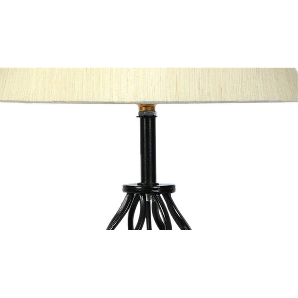 Jane off-white cotton Table lamp with Iron Base