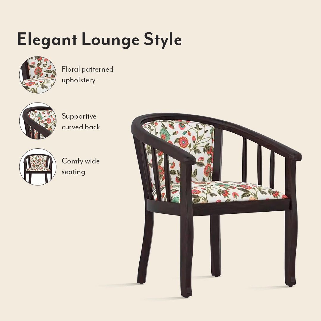 Bella Lounge Chair Finish Mahogany Beige Flora Colour