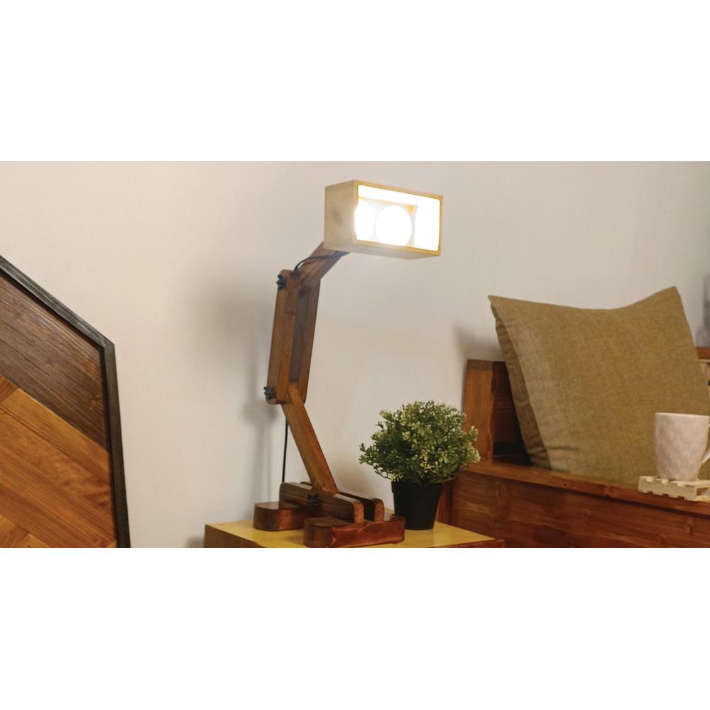 Amelia Brown Wooden Table Lamp with Wooden Lampshade