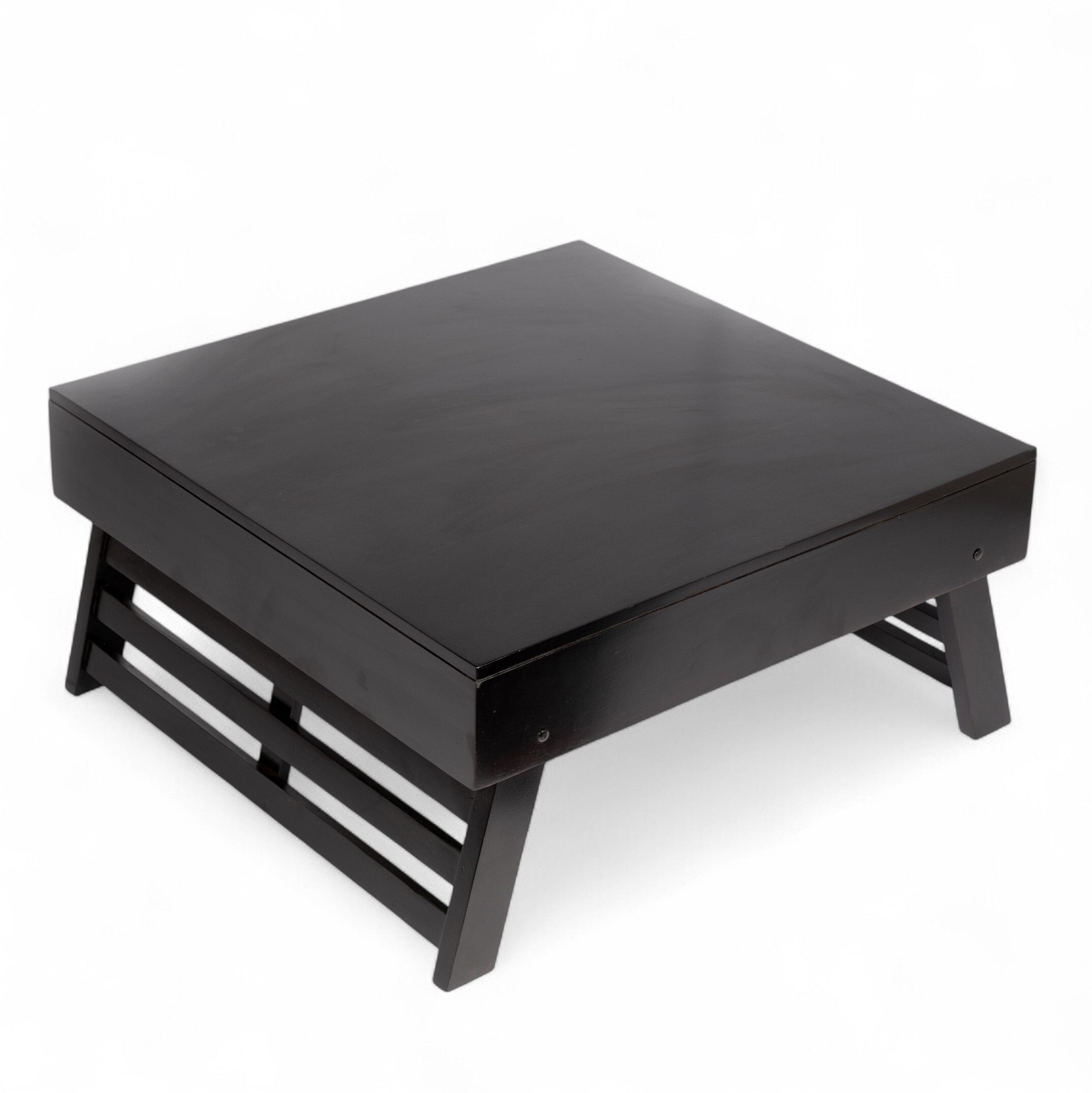 Bradford Sheesham Wood Contemporary Square Foldable Coffee Table In Extra Dark Mahagony Finish