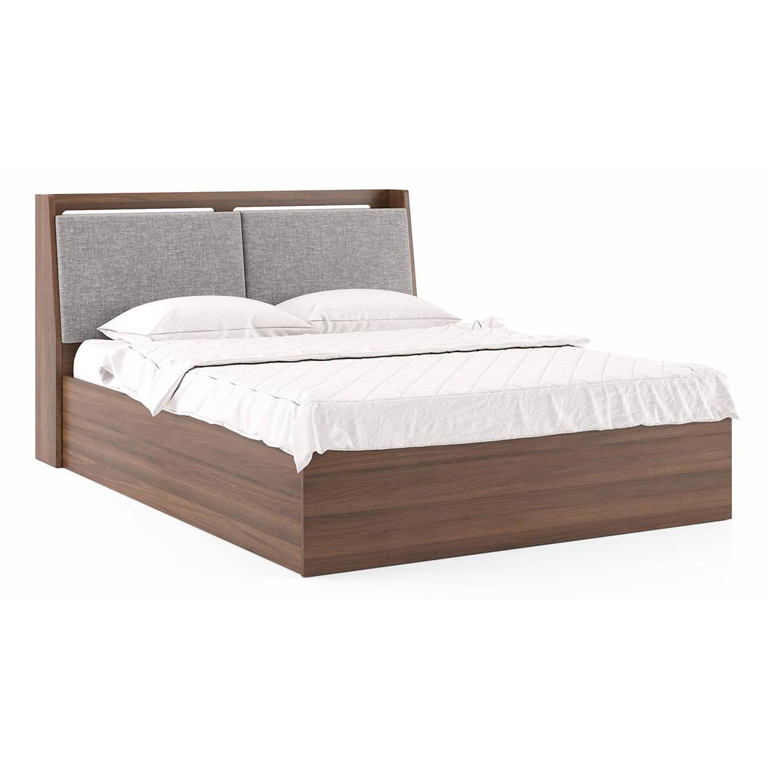 Tyra Queen Bed Box Storage In Classic Walnut Finish