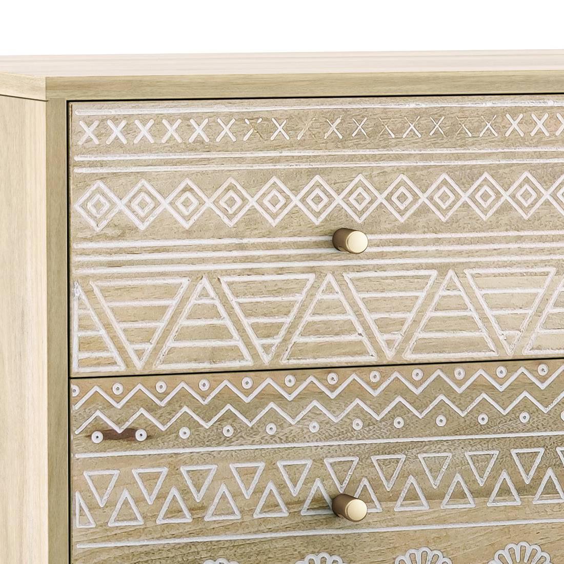 Ivara Solid Wood Chest of 3 Drawers in Natural Finish