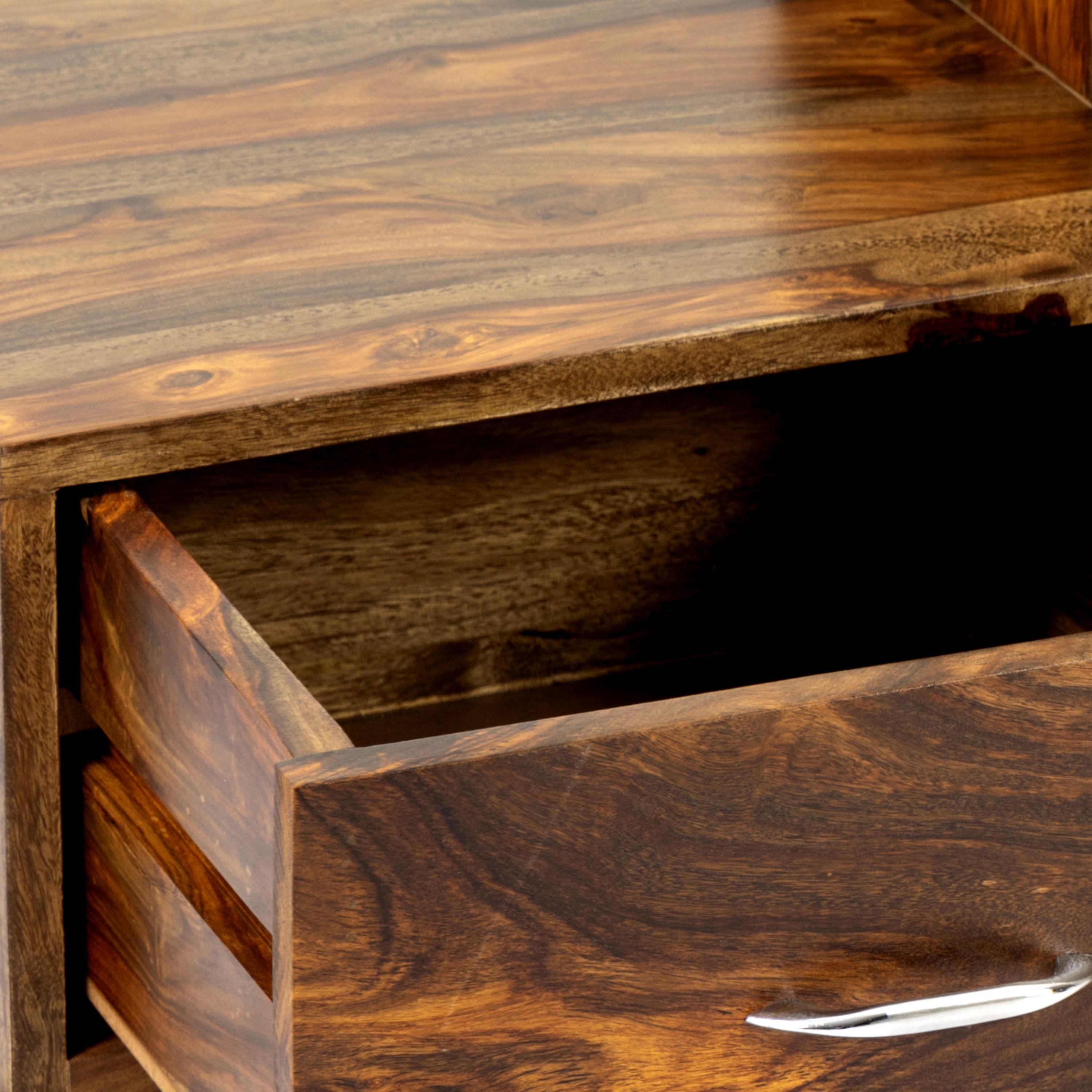 Vintara Sheesham Wood Contemporary TV Entertainment Unit for TV upto 60 inch in TEAK FINISH