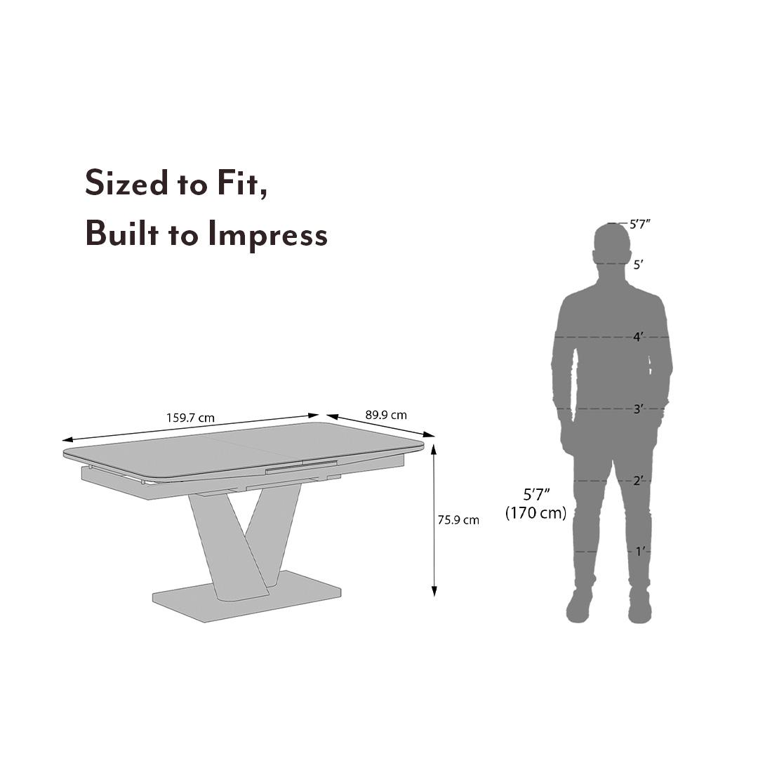 Caribu 6 To 8 Extendable Dining Table In White Marble Color With High Gloss Finish