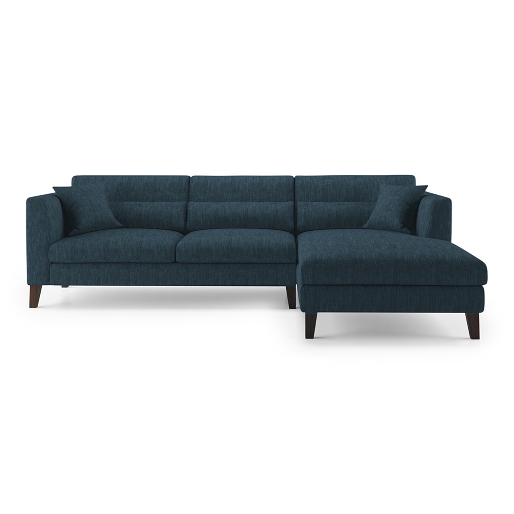 Lewis Sectional Sofa (Colour : Sea Port Blue Velvet, Cushion : Hard, Seater : Right Aligned 3 Seater + Right Aligned Chaise)