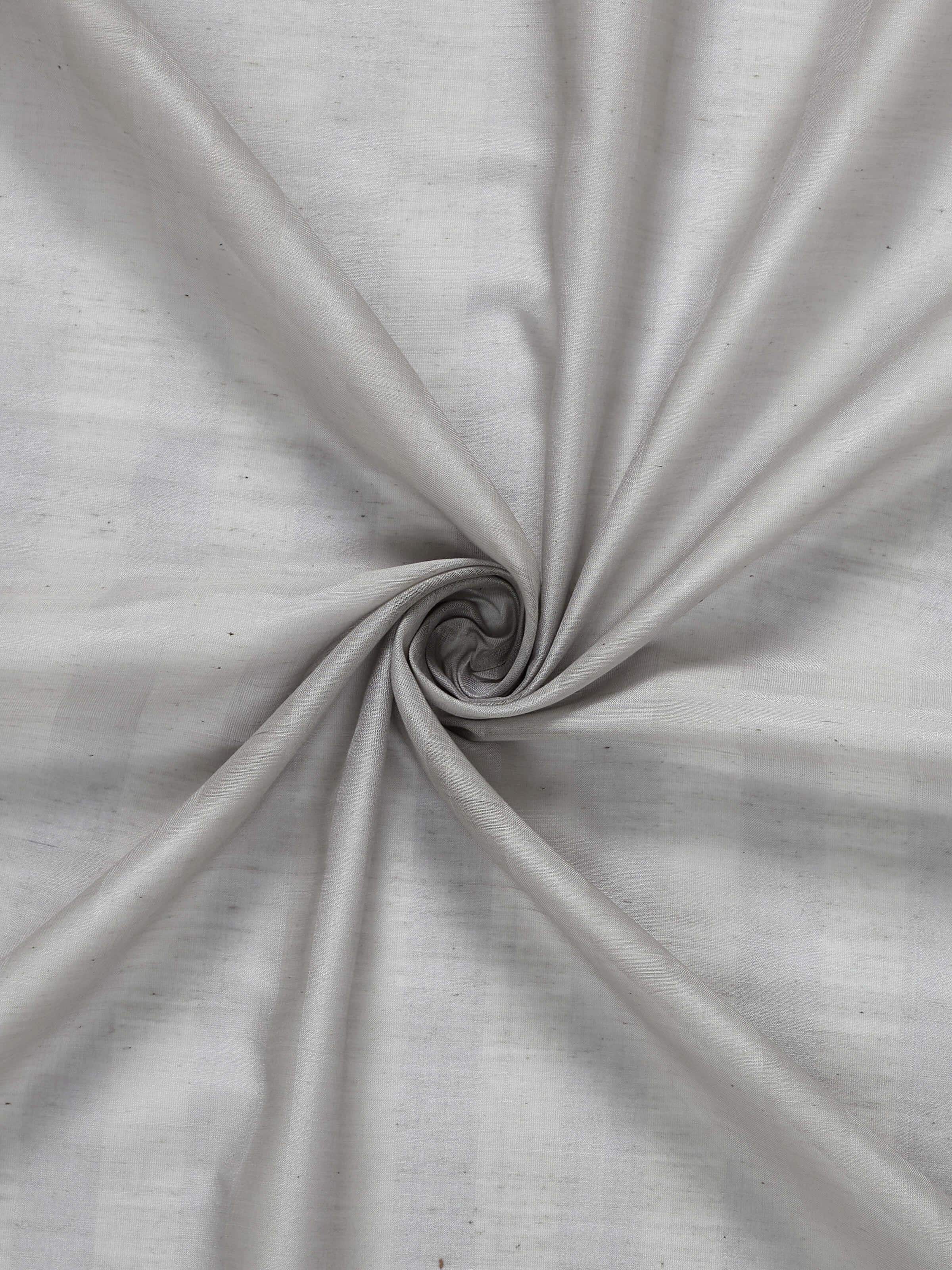 Angled view of grey striped sheer curtain showcasing soft silk cotton texture and transparency