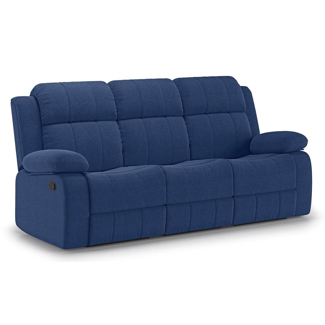 Griffin Fabric Three Seater Manual Recliner in Lapis Blue Fabric Colour