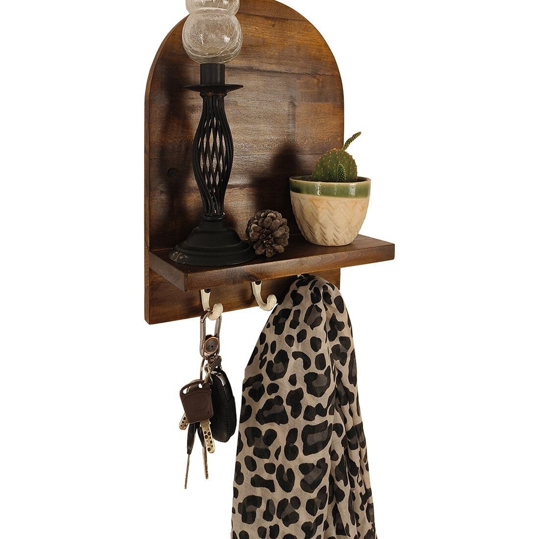 Valencia Wooden Wall Shelf Organiser With Key Holders