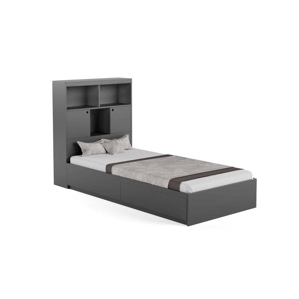 Ironhide Engineered Wood Box Storage Bed in Grey Colour