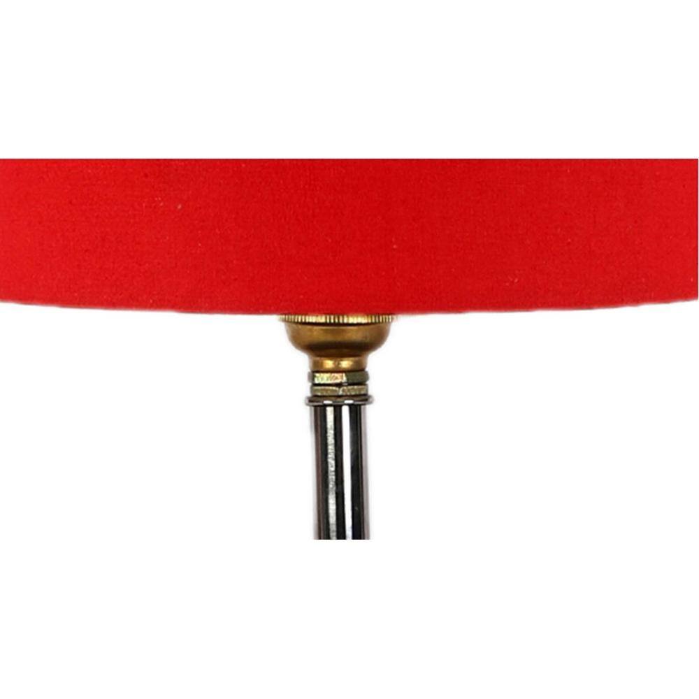 Maximus Red cotton table lamp with brown wood base