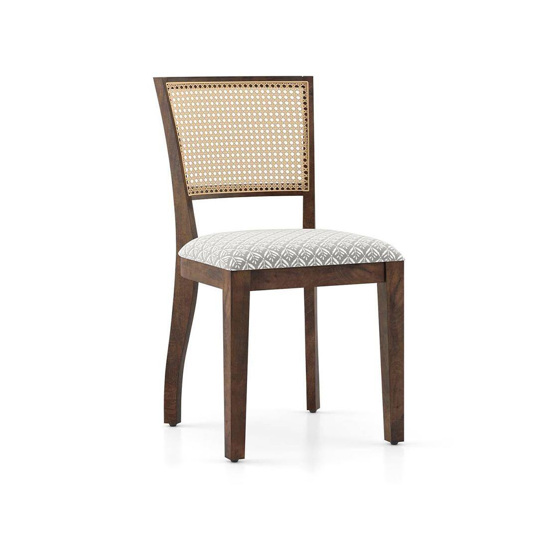 Brighton Xl 6 Seater Dining Table, Finish - Danish Walnut with Reed Dining Chair Set