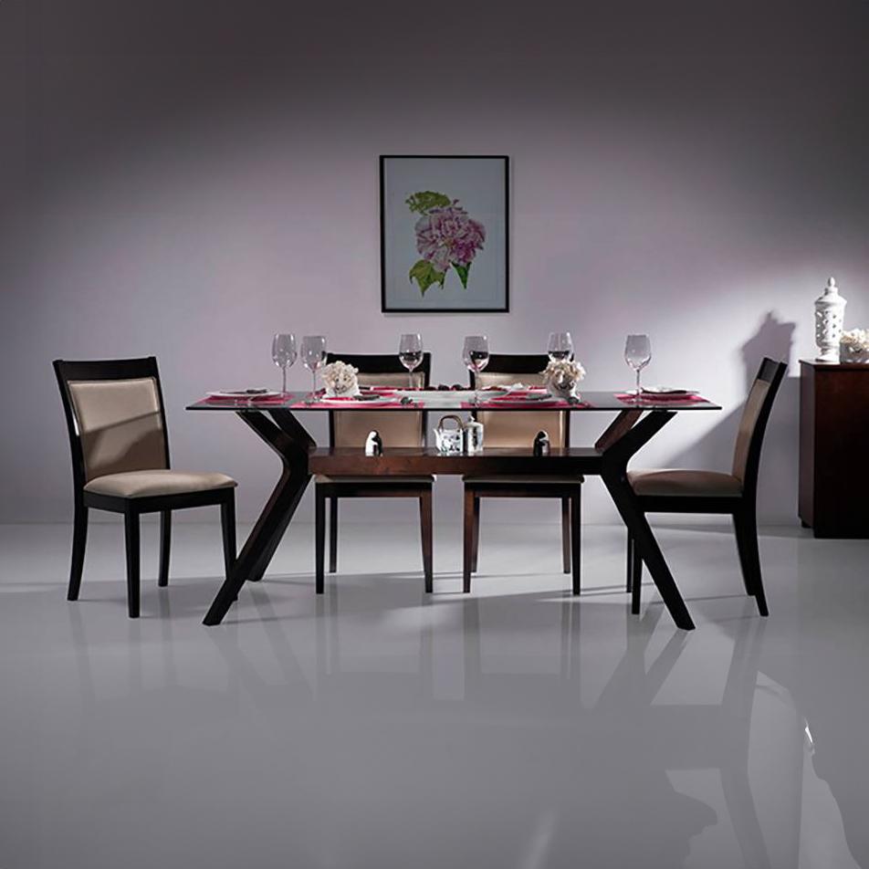 Wesley 6 Seater Dining Table In Dark Walnut Finish