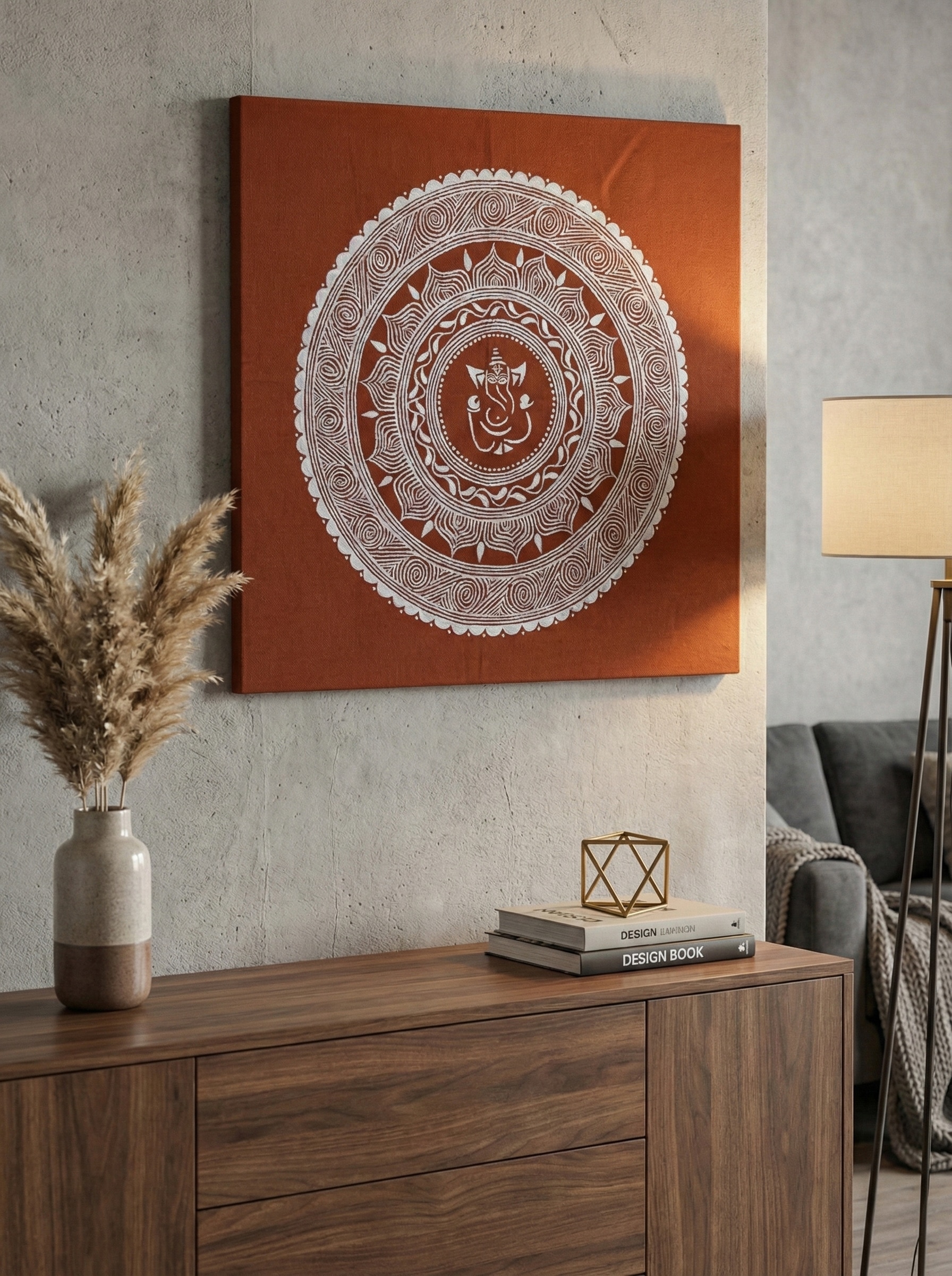 Lifestyle view of Aipan Ganesha Chowki Painting