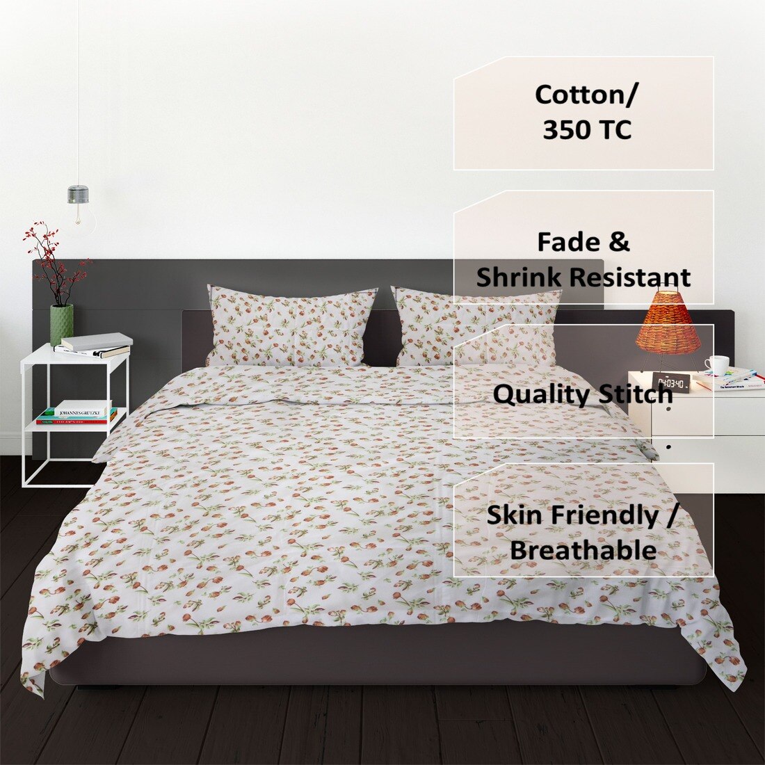 Threads Silky Touch Premium King Size Flat Bedsheet 250 x 250 cms