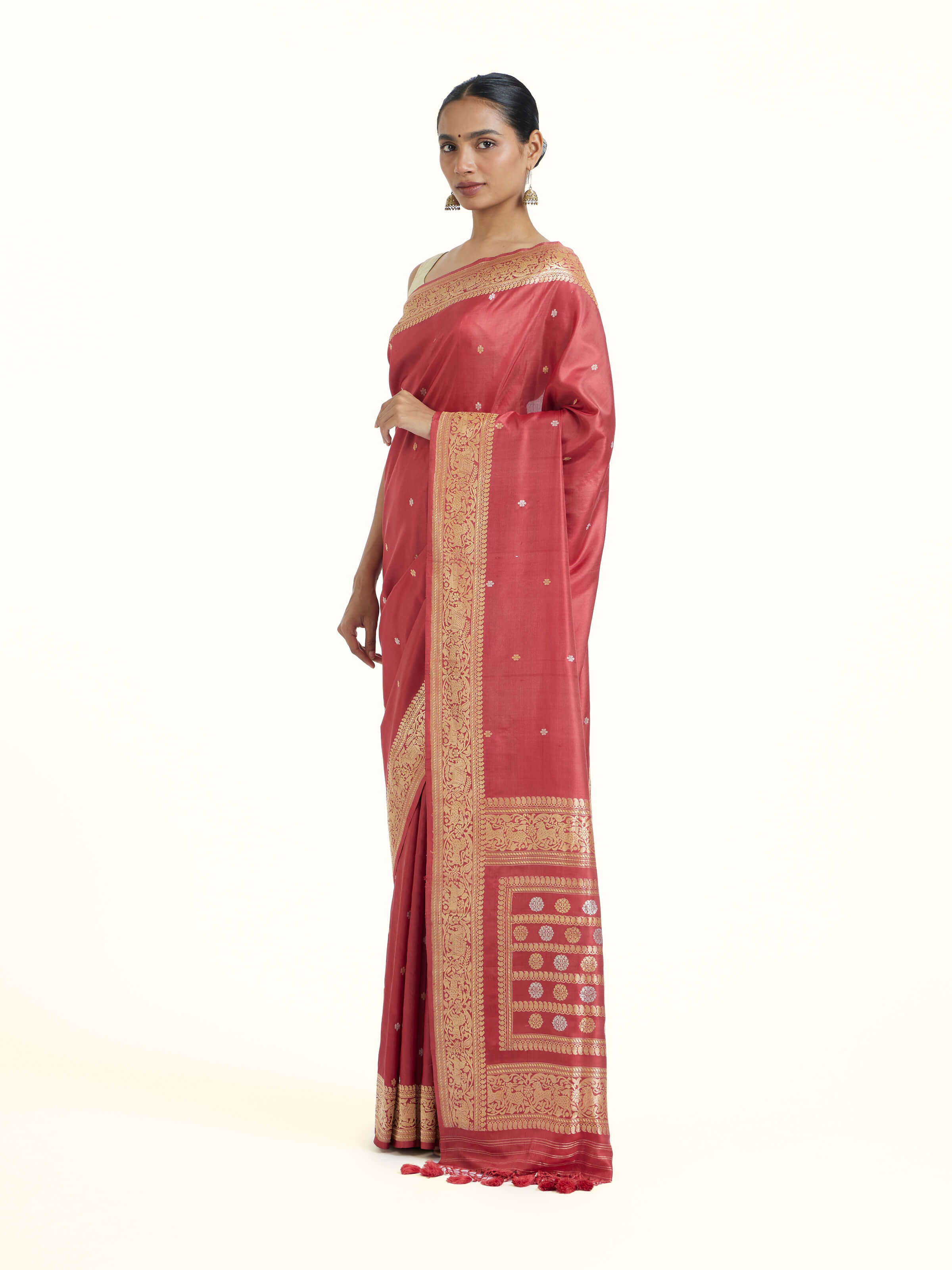 Pink Ashavali Brocade Silk Saree