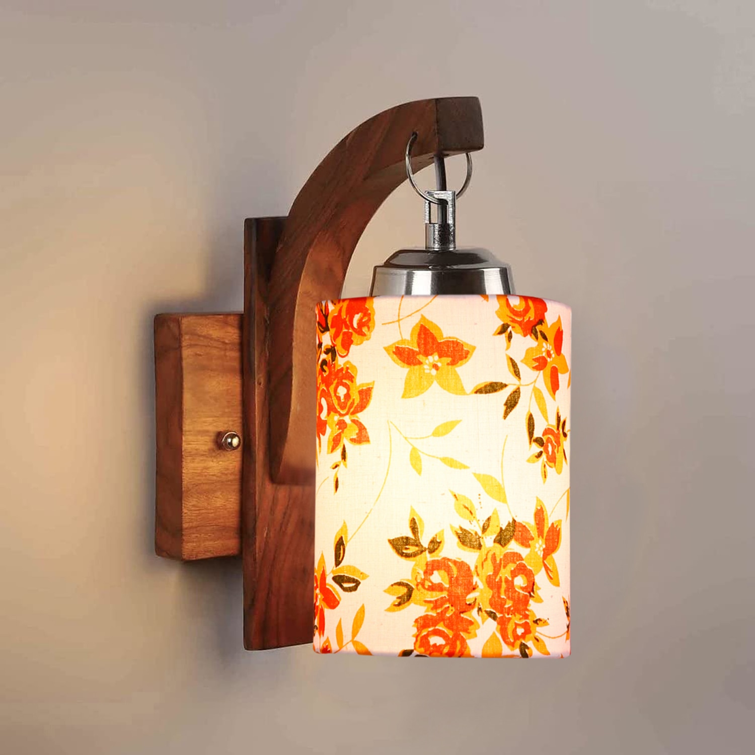 Devansh Solid Wood Electric Wall Light in Brown Colour with Multi Shade Count of 1 Light - Devansh