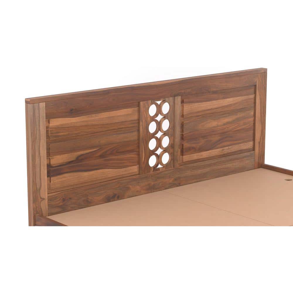 Dyla Sheesham Wood King Size Non Storage Bed In Teak Finish