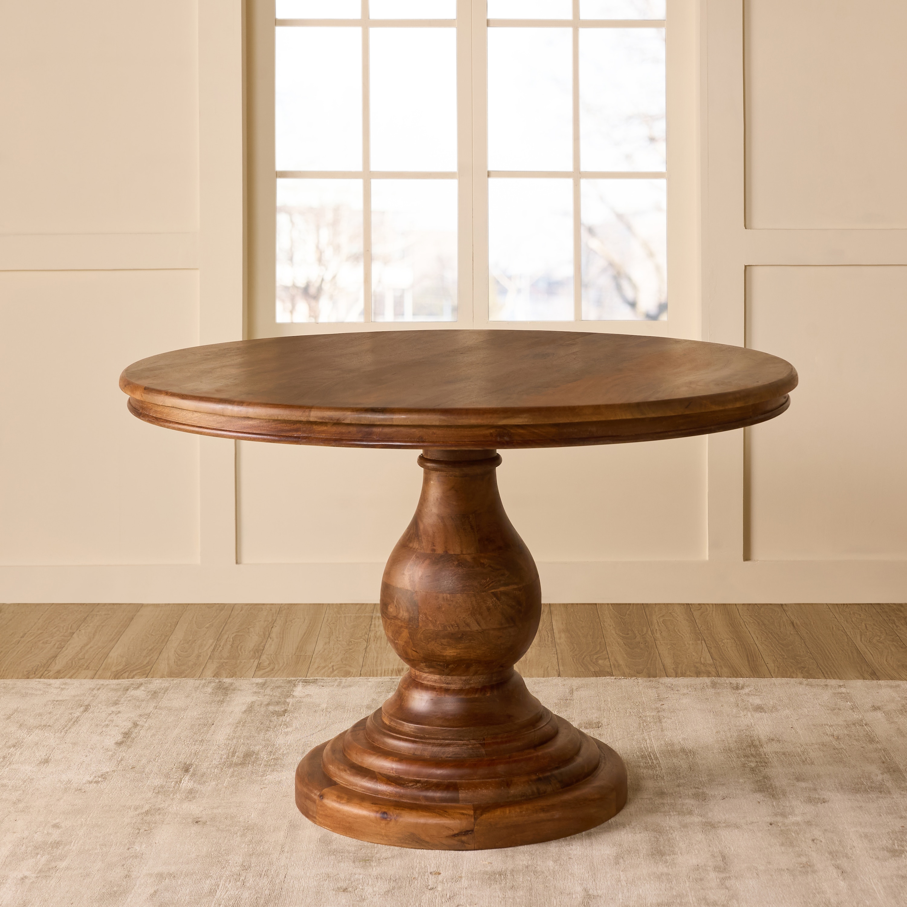 Anhillo Solid Wood 4 Seater Dining Table in Brown Finish - Living Shape