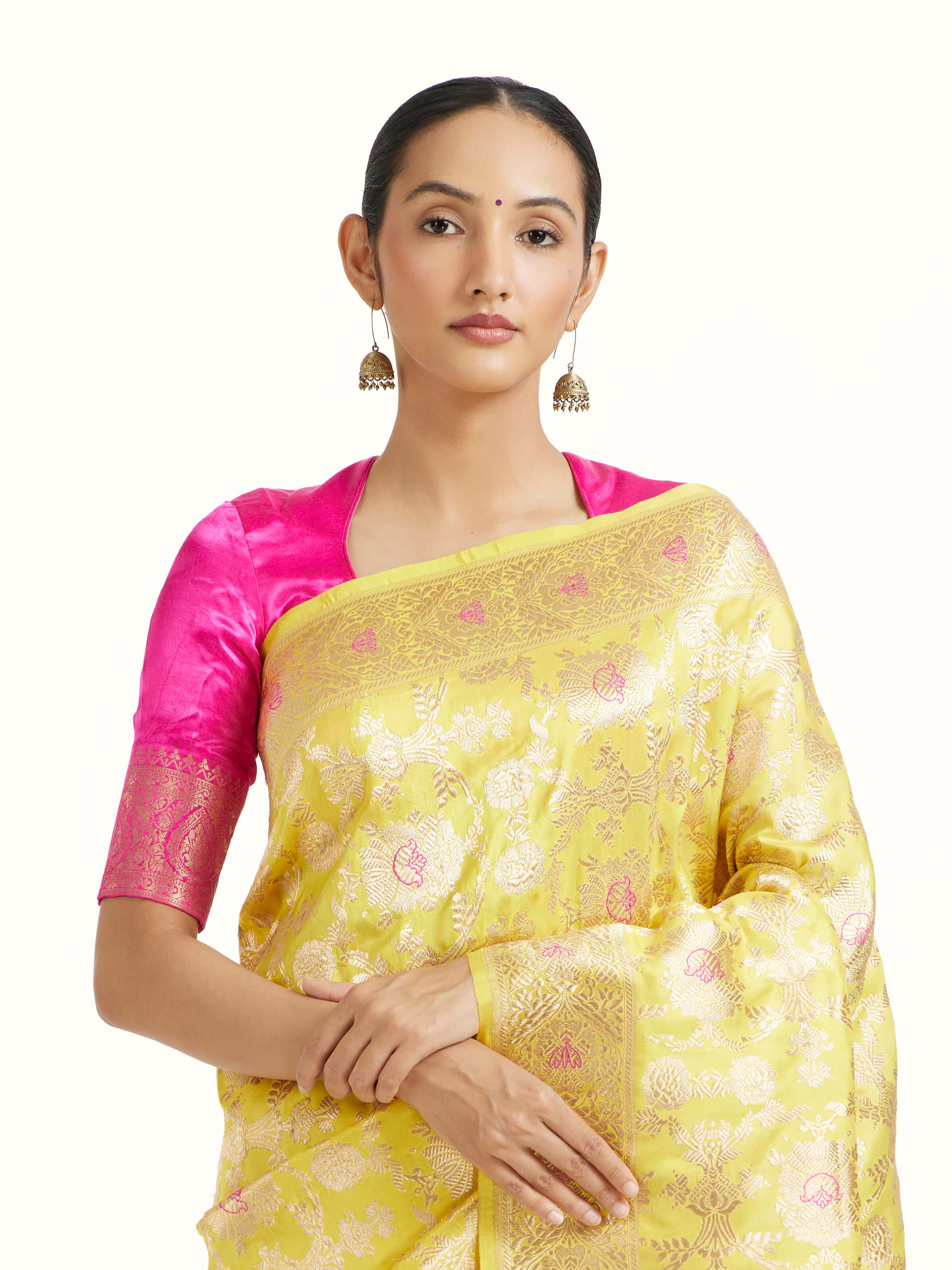 Yellow Mulberry Katan Silk Banarasi Saree