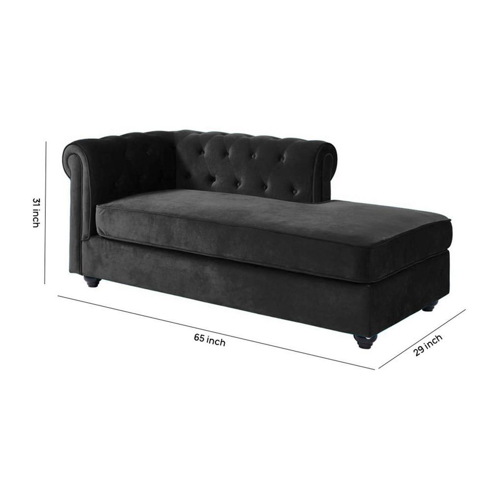 Ease Velvet Chaise Launger in Black Colour