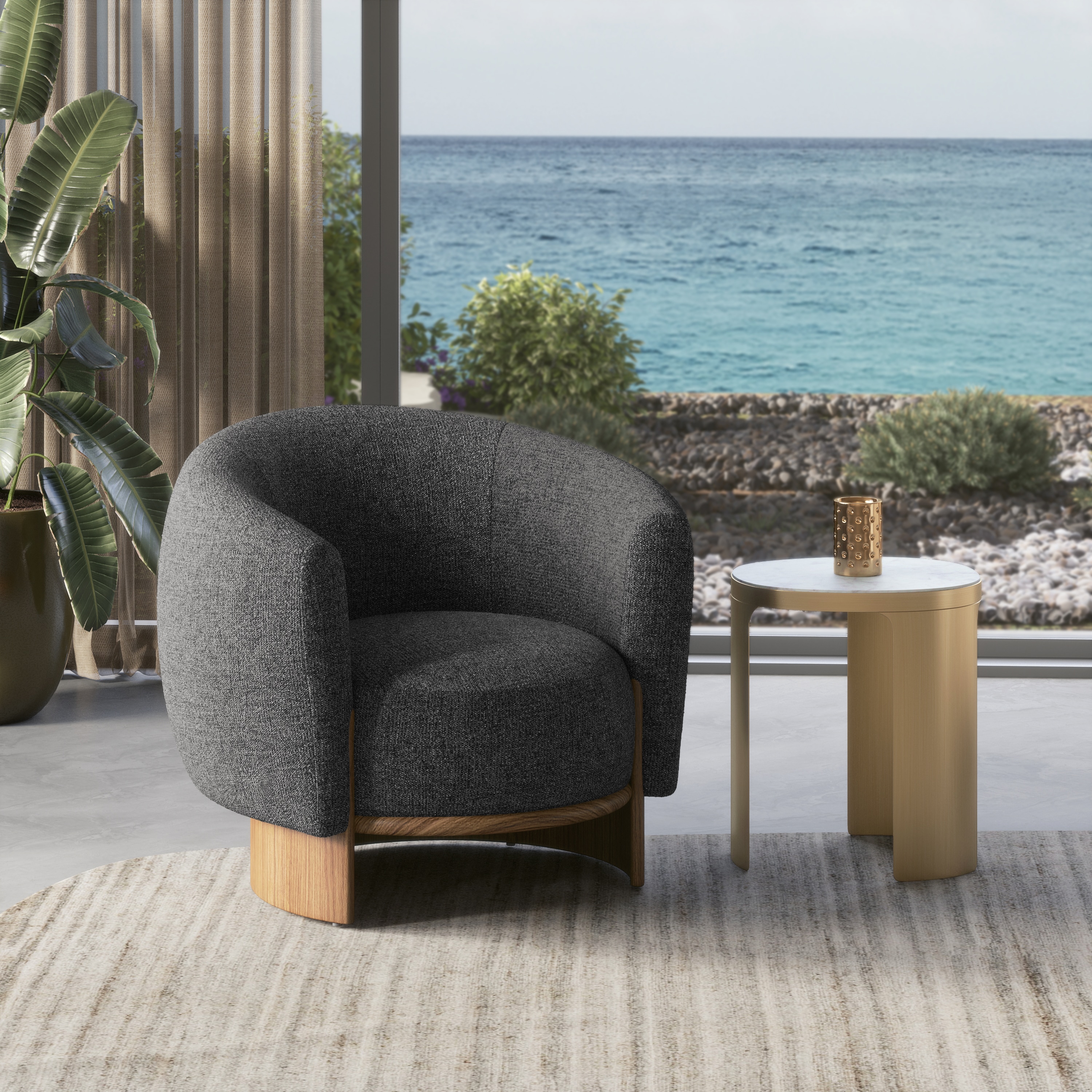 Soho Lounge Chair in Charcoal Fabric-image-1