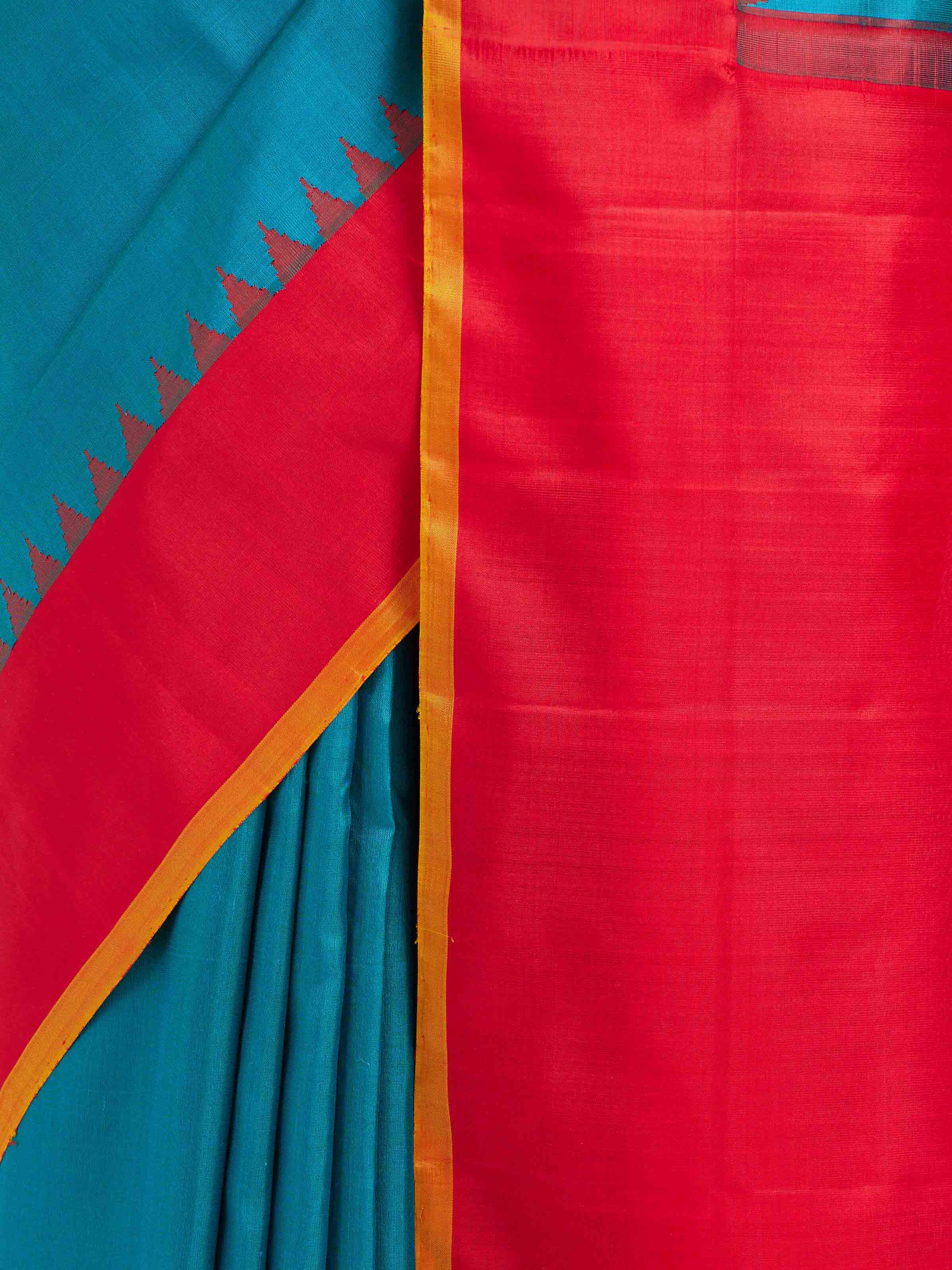 Blue Mulberry Silk Gadwal Handloom Zari Saree