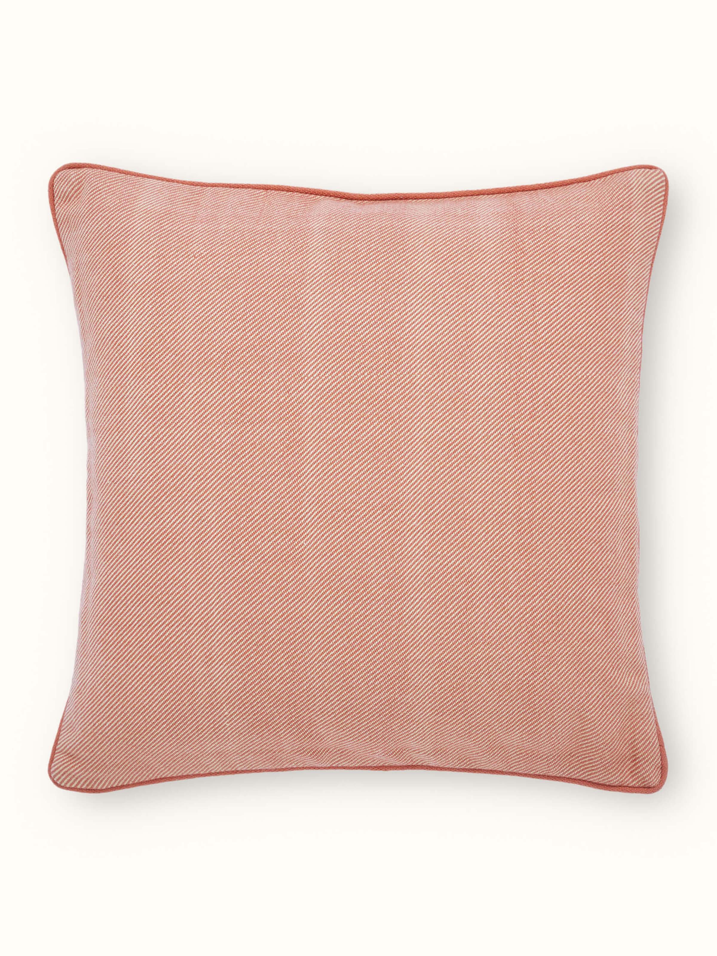 Godna Peach Twill Cotton Handwoven Pattu Cushion Cover