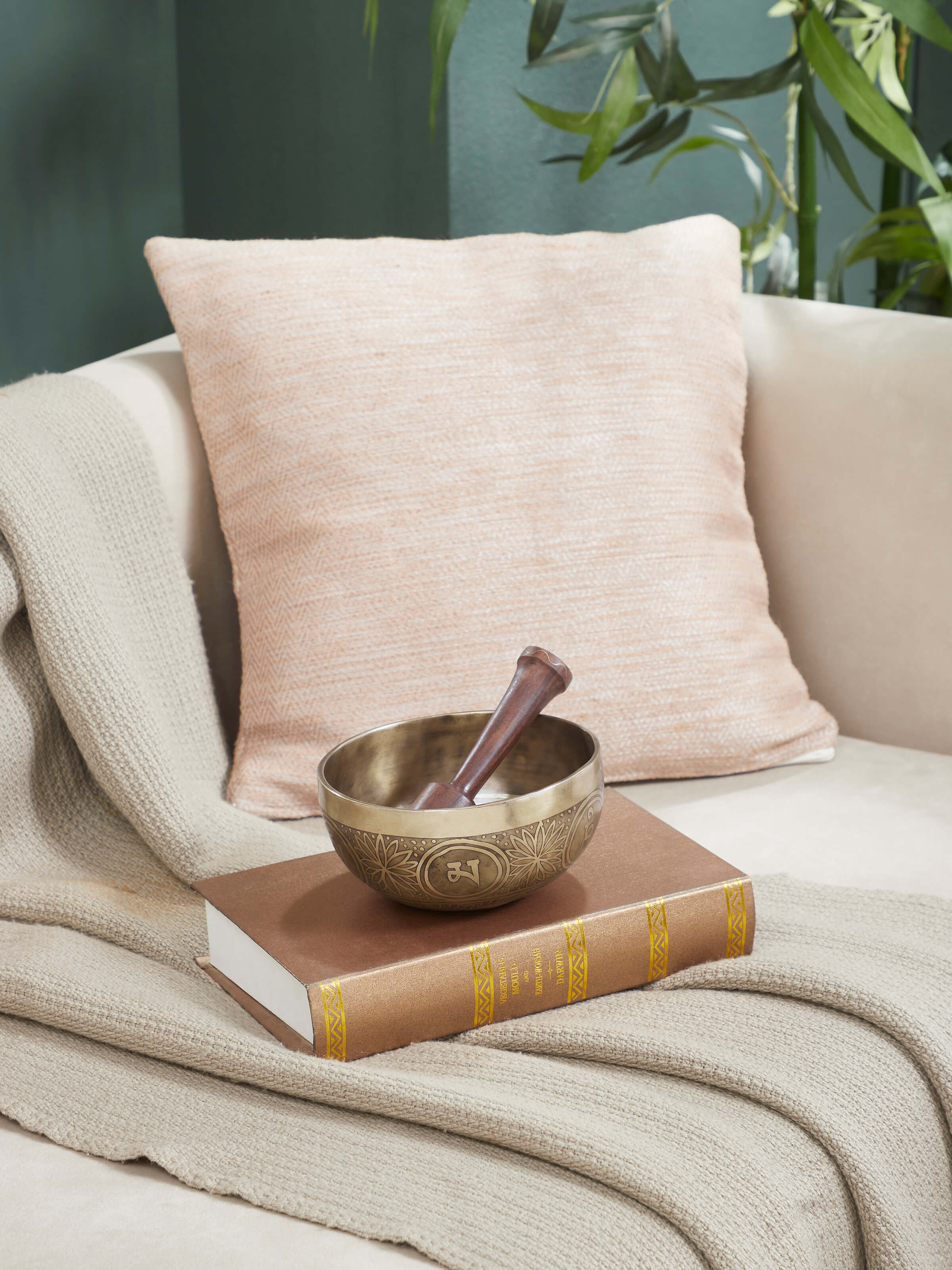 Close-up view of Pankhuri Singing Bowl (6 Inches) highlighting hand-hammered texture and tonal grooves