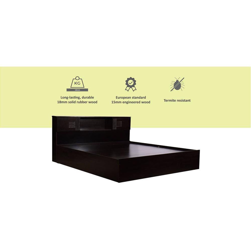 Graeae Solid Wood King Size Drawer Storage Bed In Melamine Finish