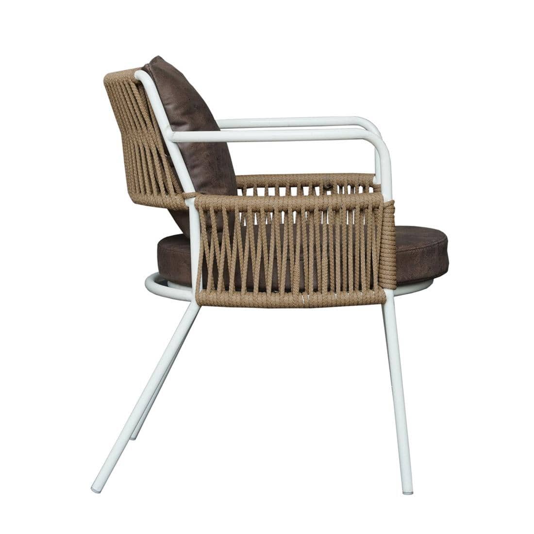 Paola Outdoor Accent Patio Weaving Chair in Ivory White