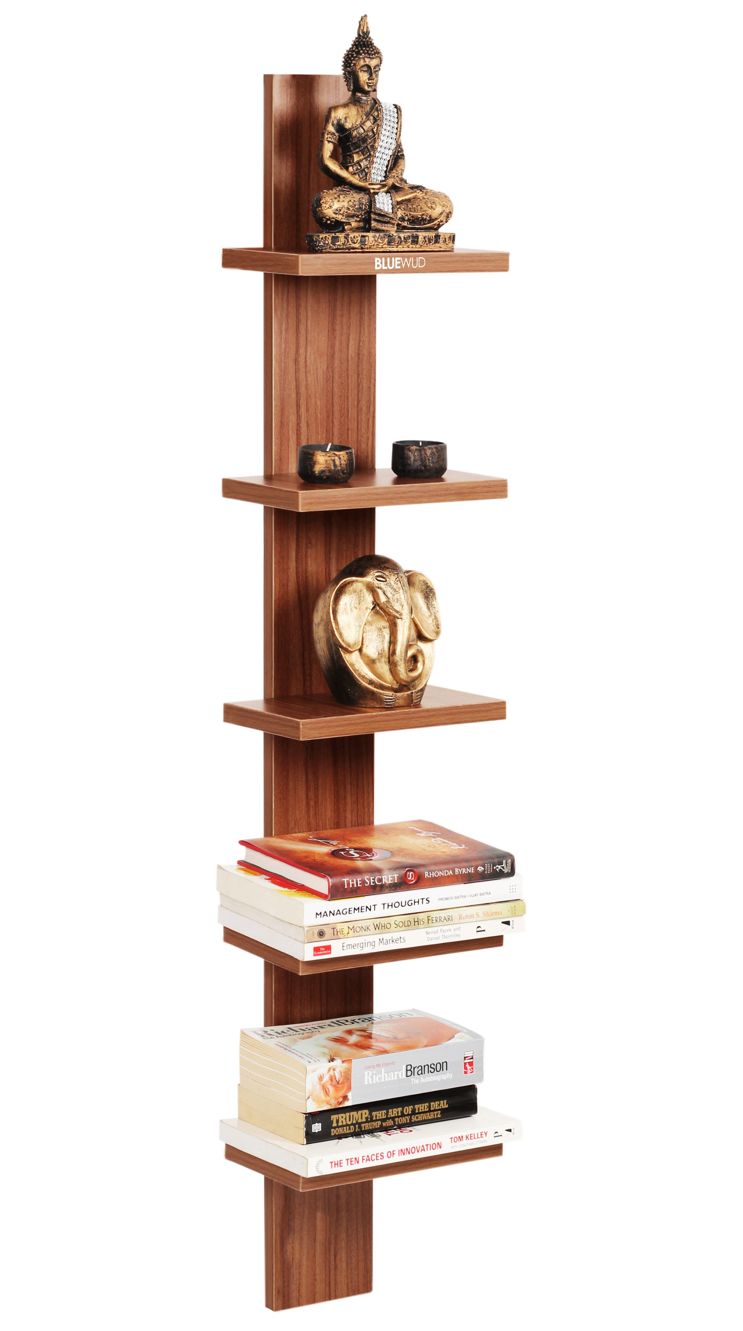 BLUEWUD Louis Engineered Wood Multipurpose Wall Decor Shelf, Display Rack (Walnut)